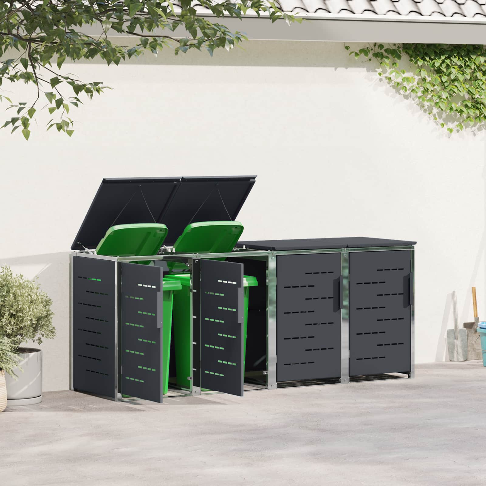 Stoccaggio contenitore a ruote for 4 Bins 240L Acciaio Inox