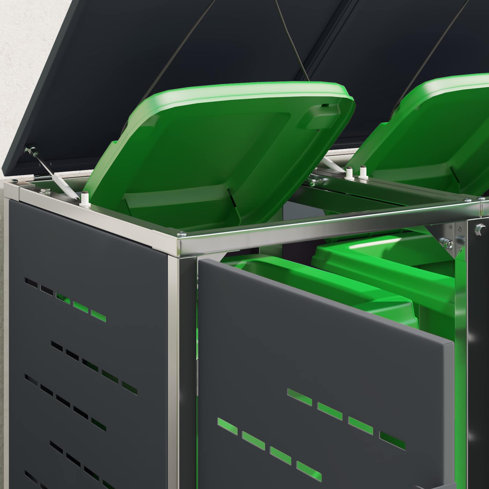 Stoccaggio contenitore a ruote for 4 Bins 240L Acciaio Inox