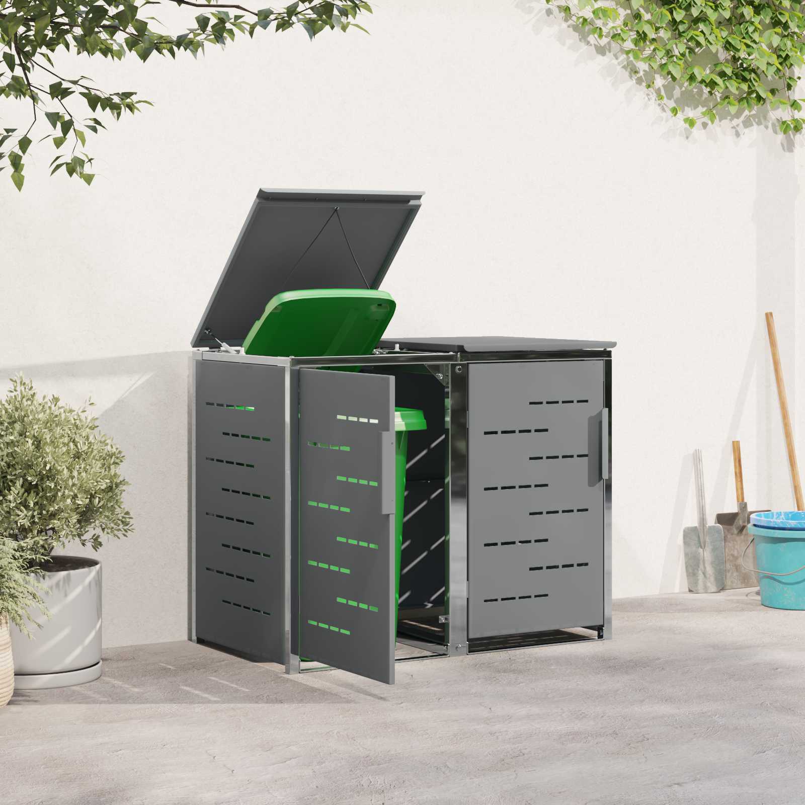 Stoccaggio contenitore a ruote for 2 Bins 240L Acciaio Inox