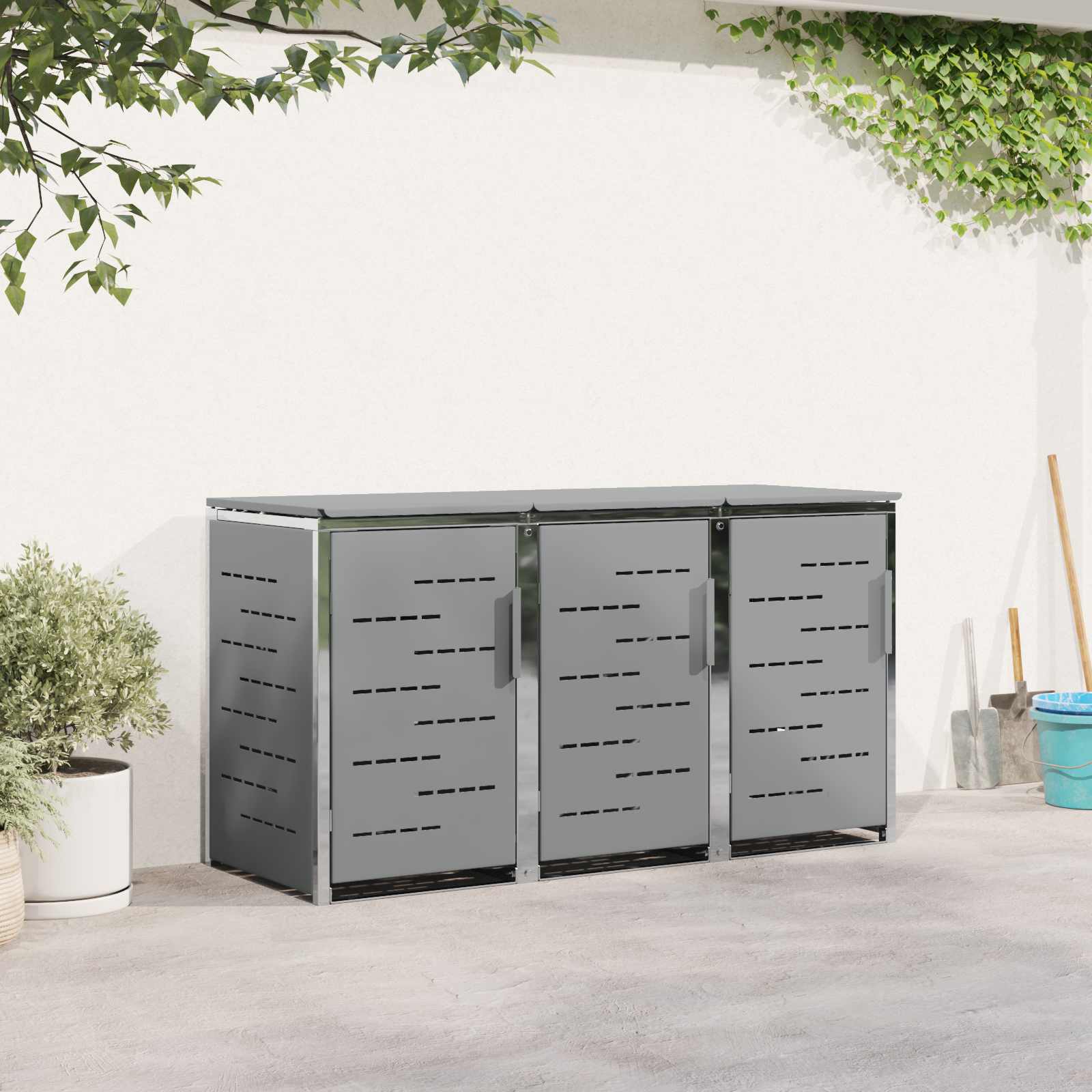 Stoccaggio contenitore a ruote Acciaio Inox Grigio