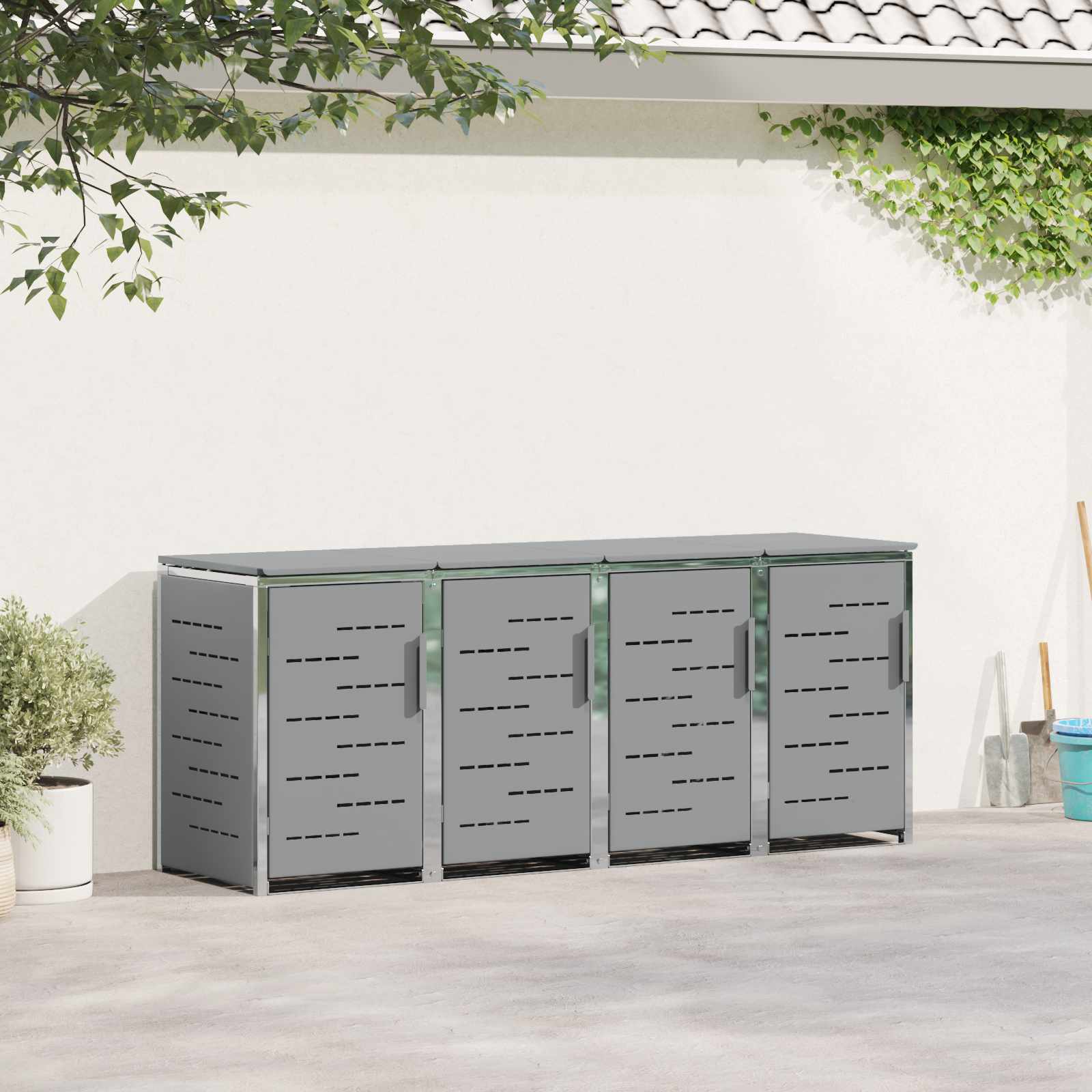 Stoccaggio contenitore a ruote for 4 Bins 240L Acciaio Inox