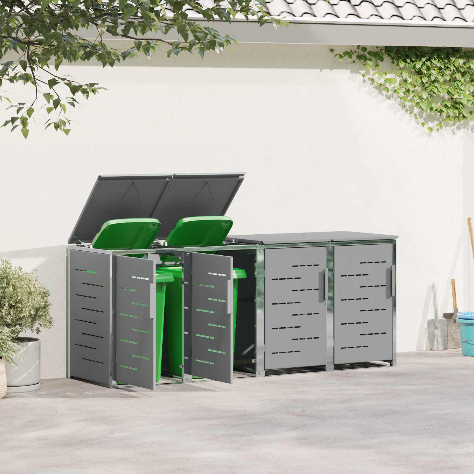Stoccaggio contenitore a ruote for 4 Bins 240L Acciaio Inox