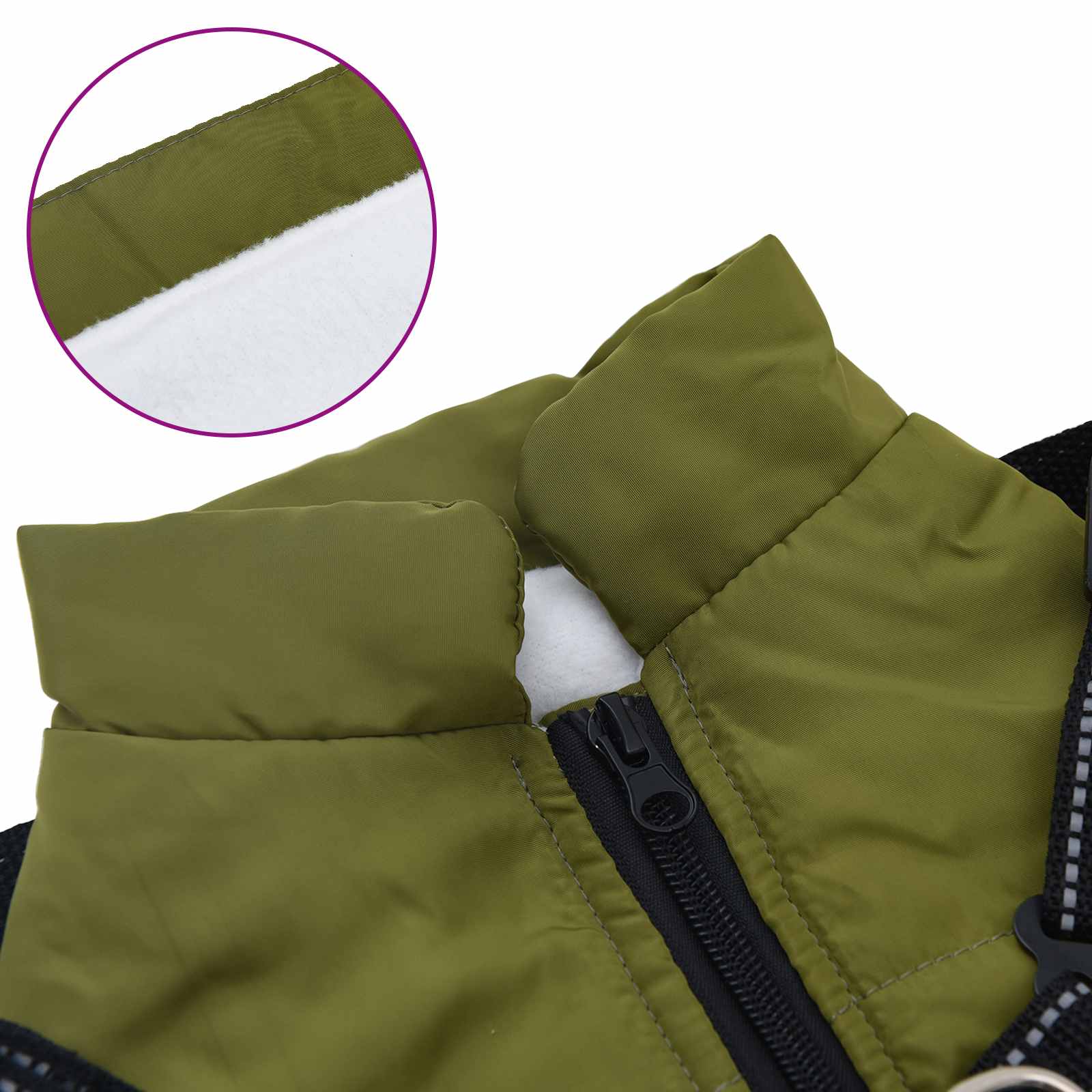 Cappotto per Cani Verde militare L28 Pile e Poliestere