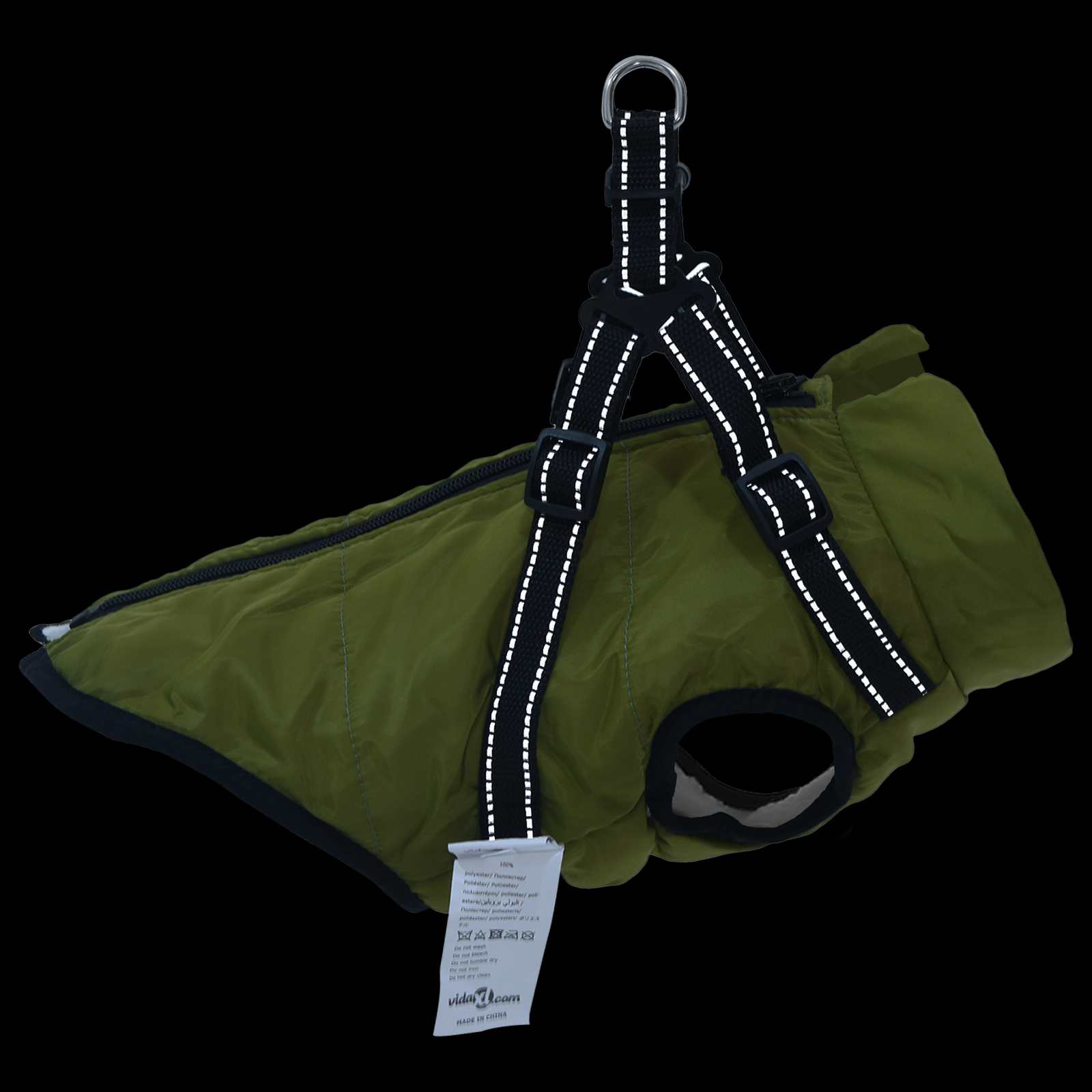 Cappotto per Cani Verde militare L28 Pile e Poliestere