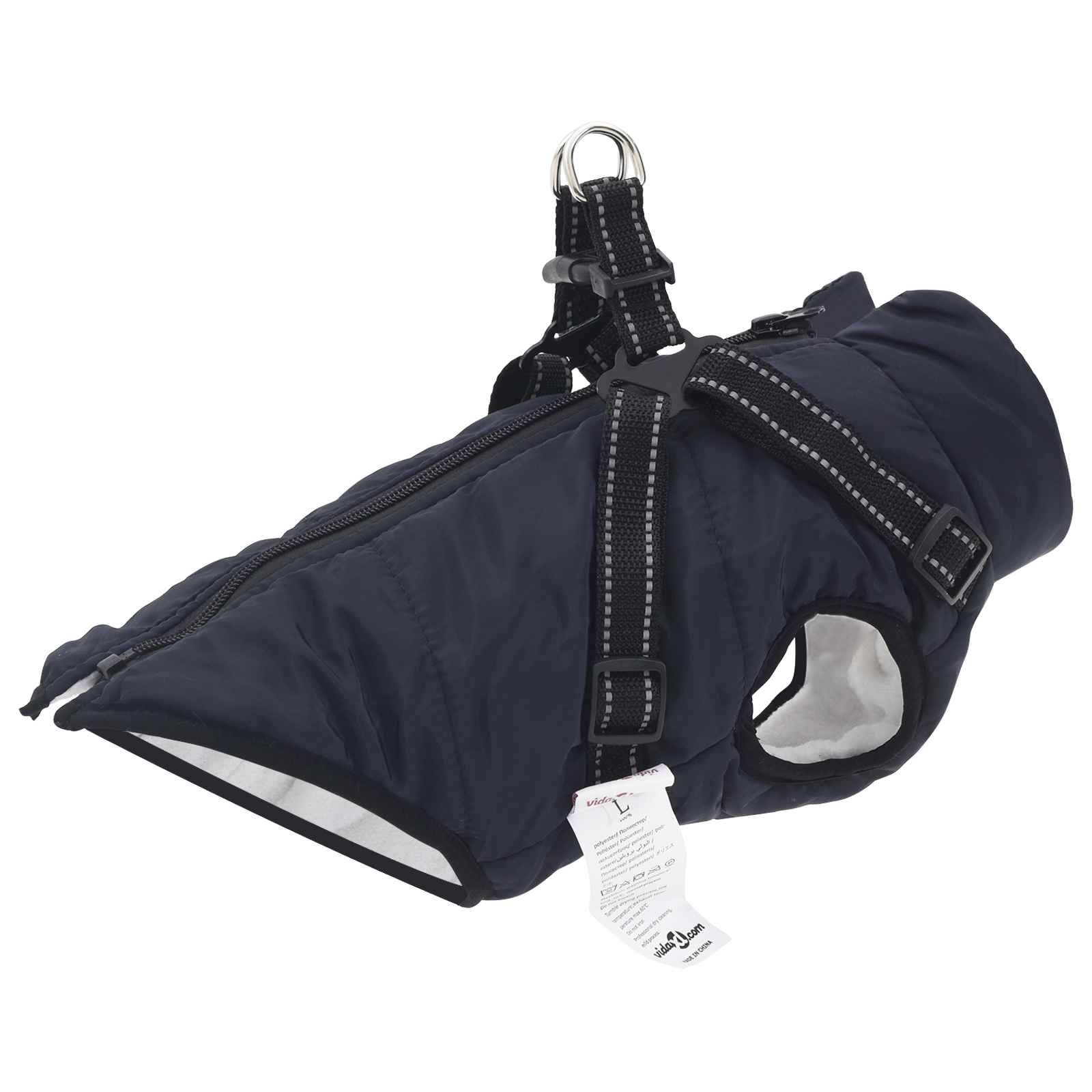 Cappotto per Cani Blu navy L32 Pile e Poliestere