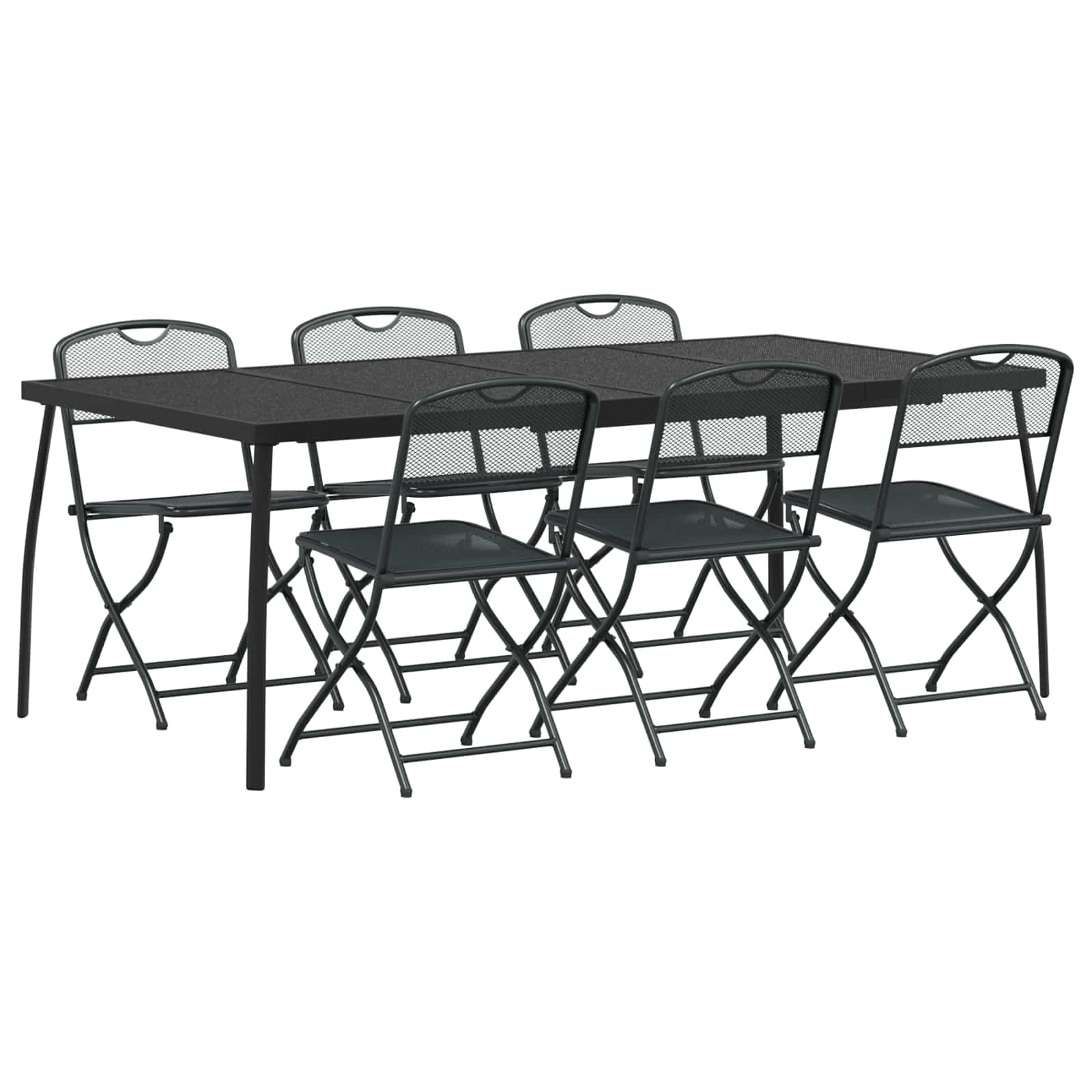 Set di Mobili da Esterno 7 pz Antracite Ferro e Acciaio