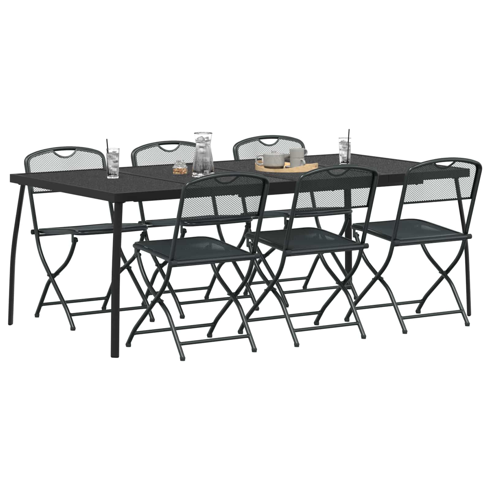 Set di Mobili da Esterno 7 pz Antracite Ferro e Acciaio