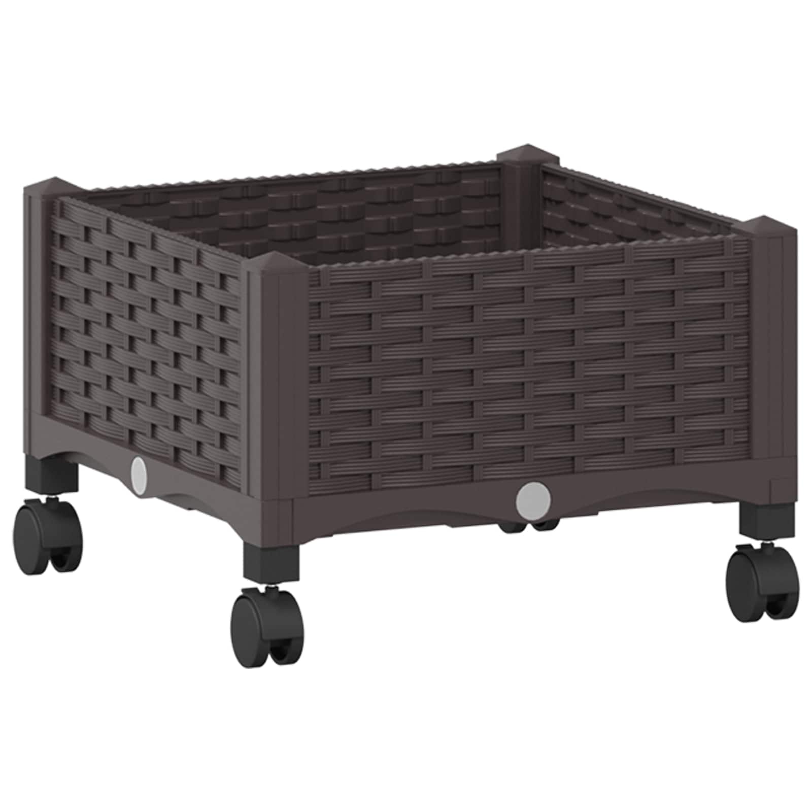 Vaso da Giardino con Ruote Marrone 40 x 40 x 29 cm PP