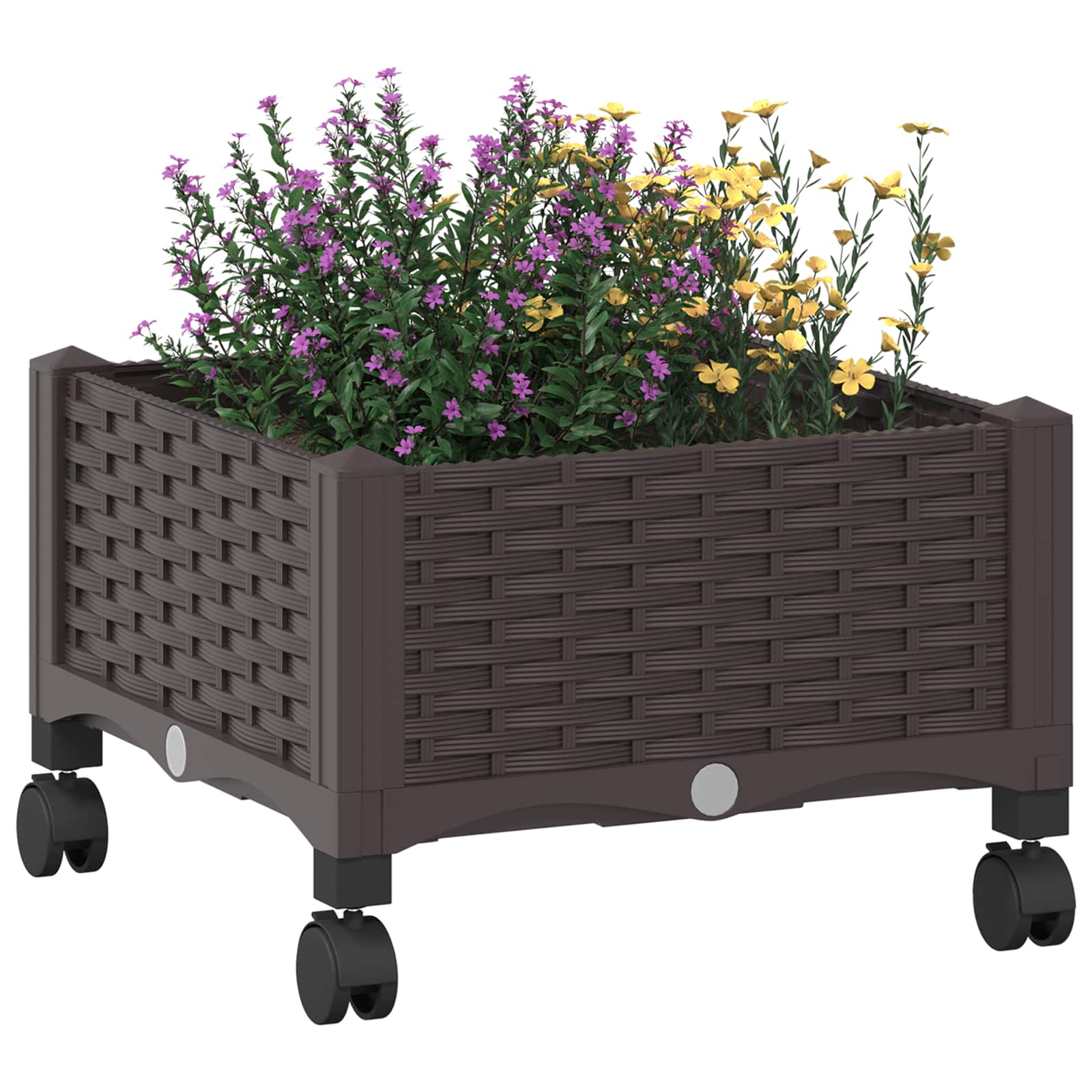 Vaso da Giardino con Ruote Marrone 40 x 40 x 29 cm PP