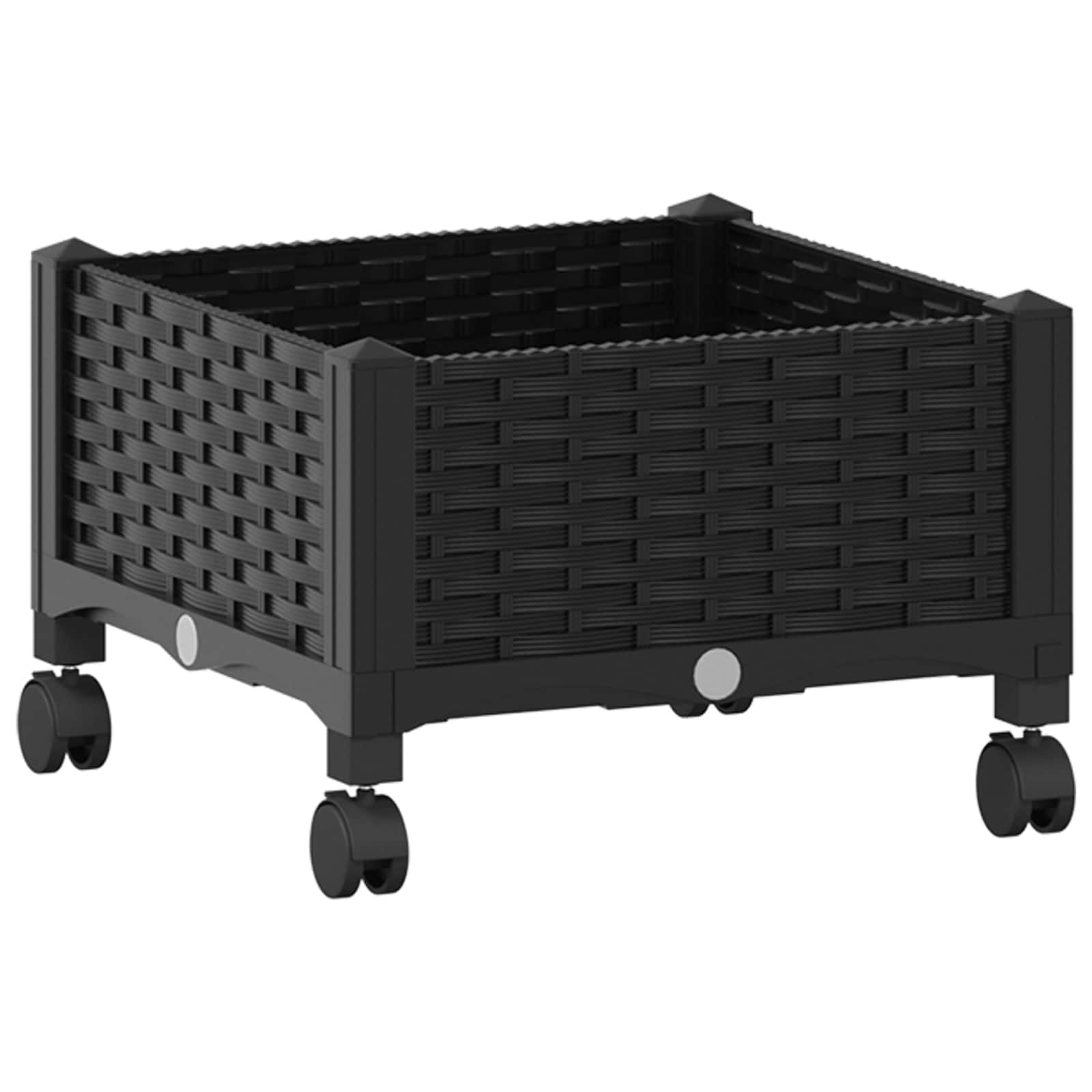Vaso da Giardino con Ruote Nero 40 x 40 x 29 cm PP