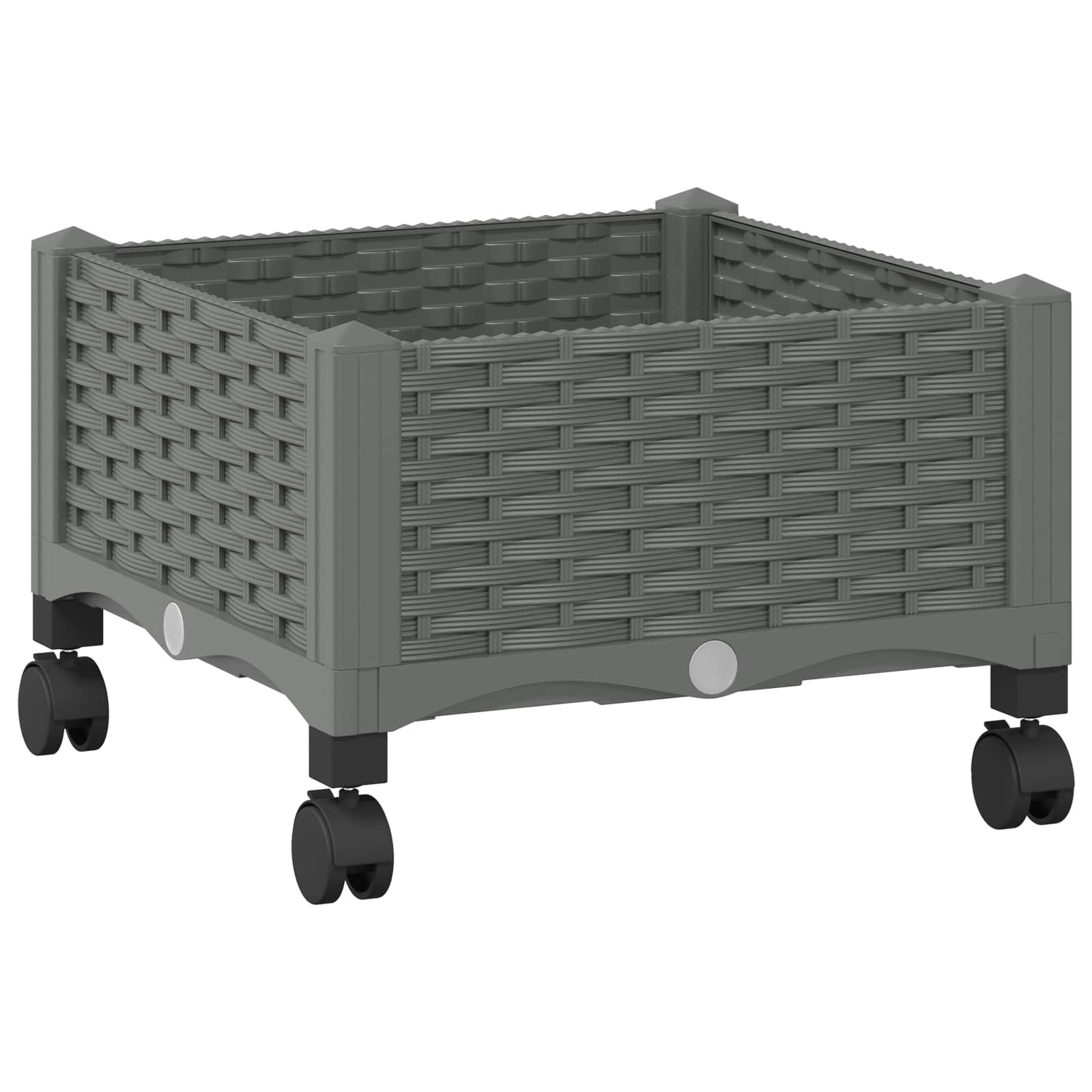 Vaso da Giardino con Ruote Grigio Chiaro 40 x 40 x 33 cm PP
