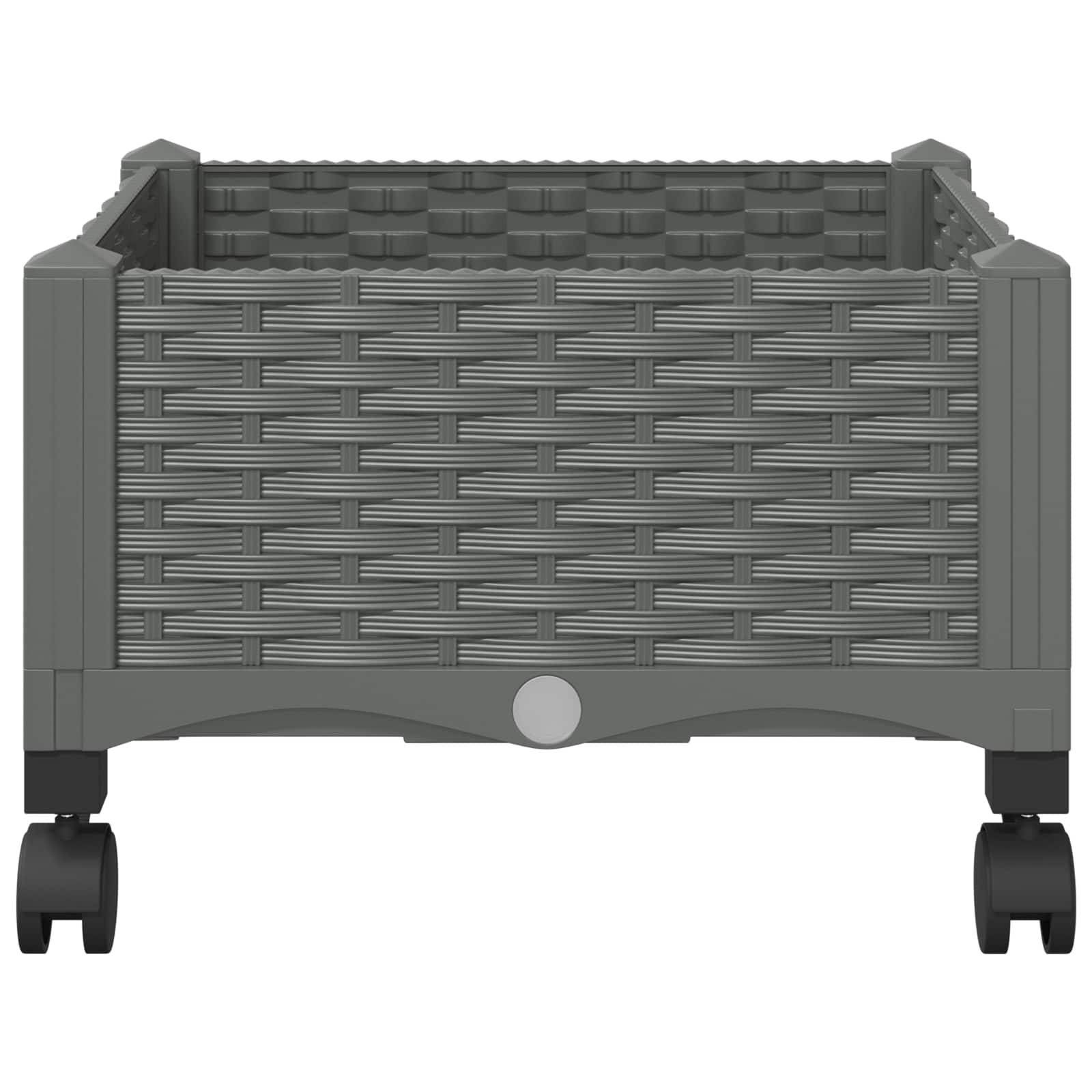Vaso da Giardino con Ruote Grigio Chiaro 40 x 40 x 33 cm PP