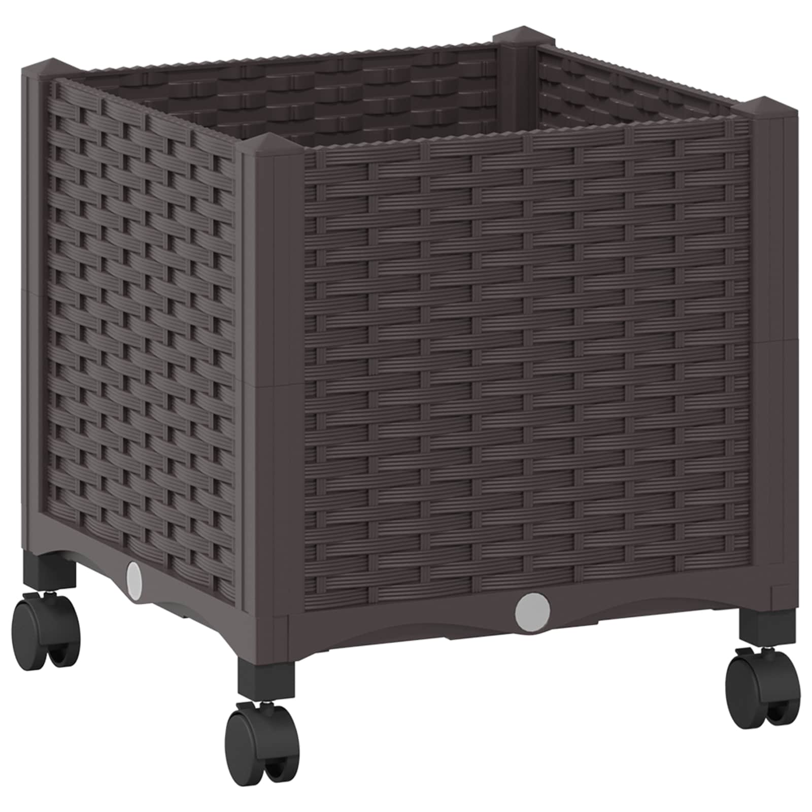 Vaso da Giardino con Ruote Marrone 40 x 40 x 44 cm PP