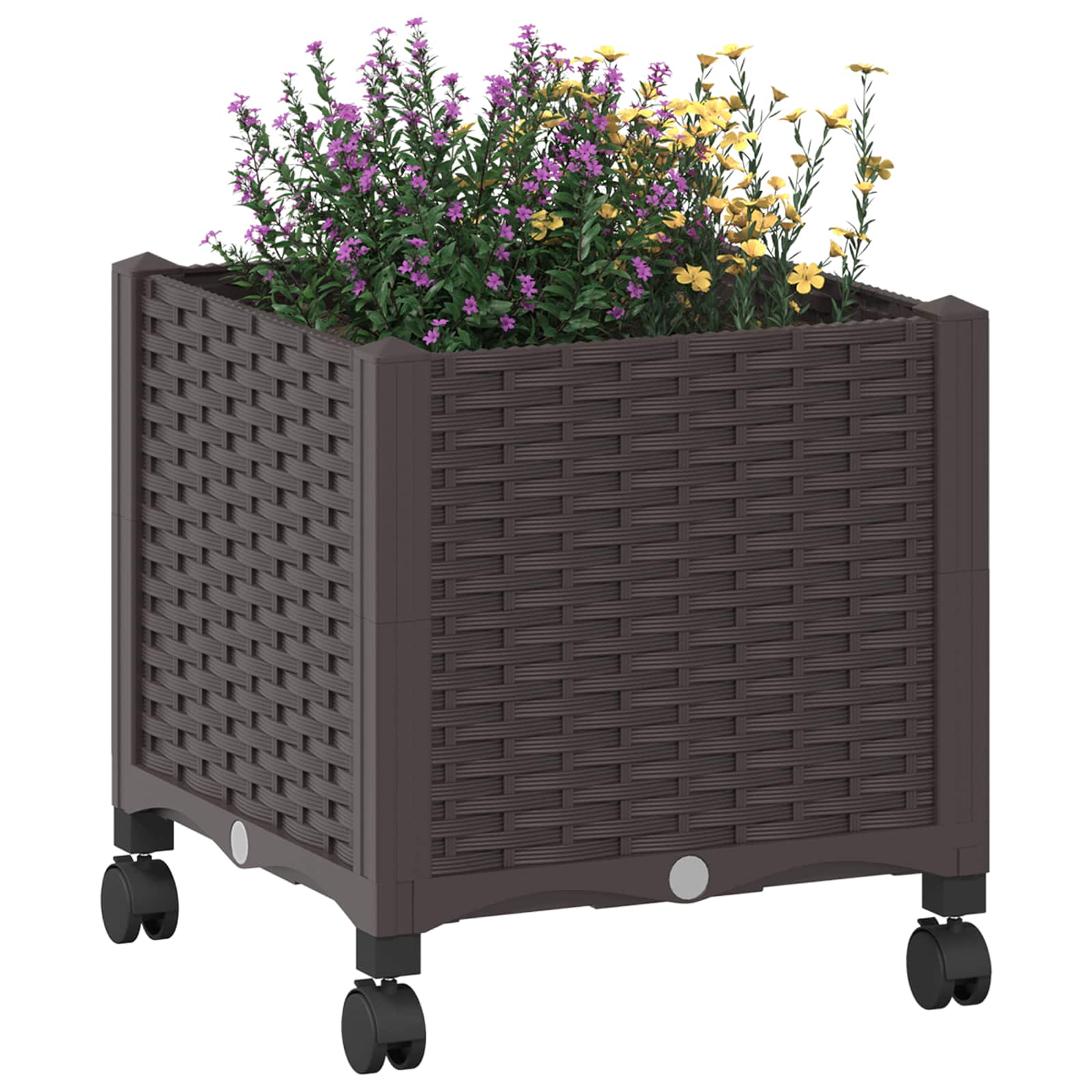 Vaso da Giardino con Ruote Marrone 40 x 40 x 44 cm PP