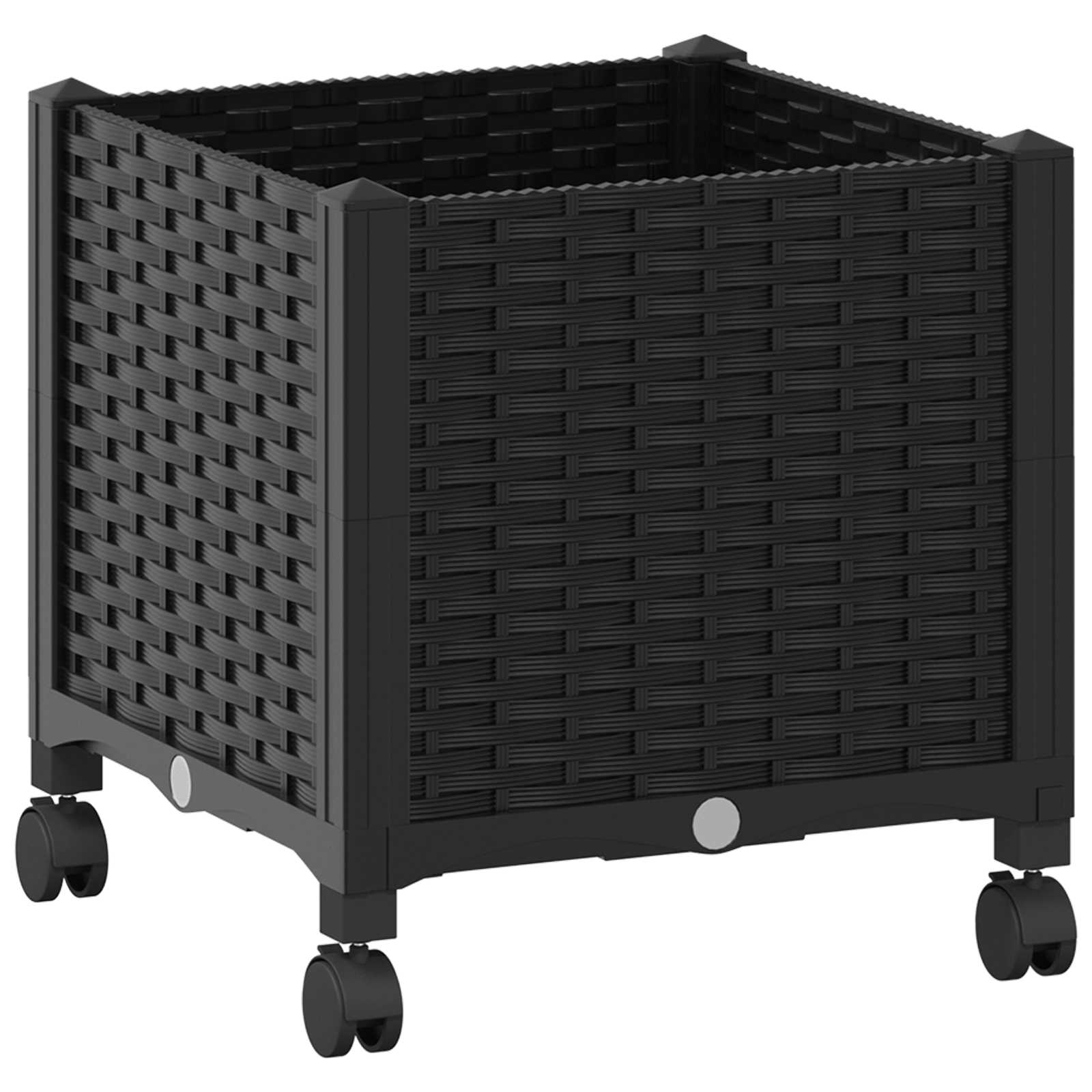 Vaso da Giardino con Ruote Nero 40 x 40 x 44 cm PP