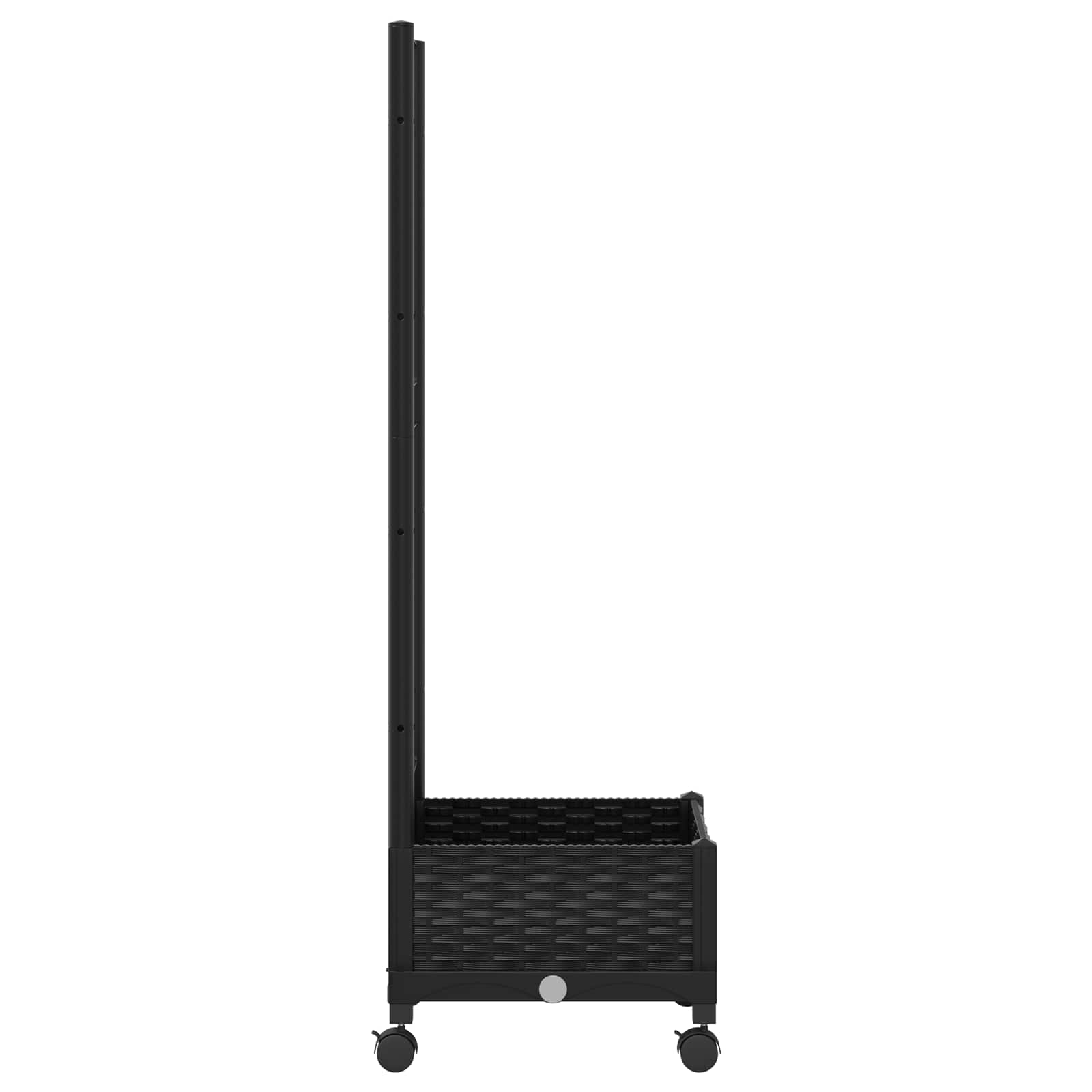 Vaso da giardino con grigliato e ruote Nero 40 x 40 x 131,5 cm