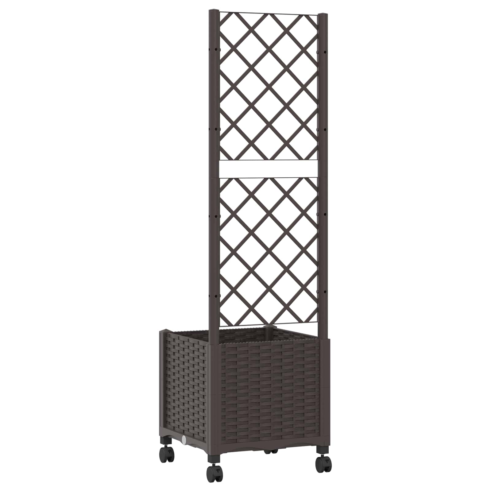 Vaso da giardino con grigliato e ruote Marrone 40 x 40 x 146 cm