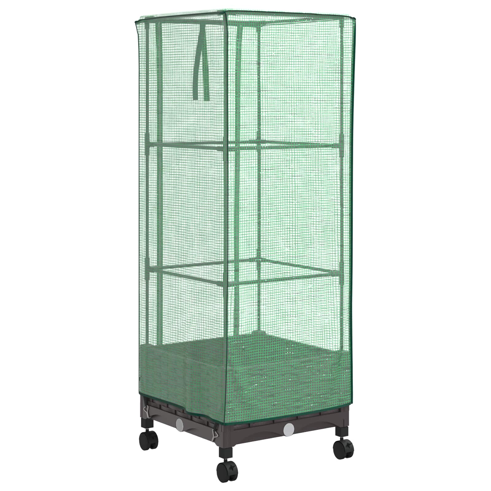Vaso da Giardino con Copertura per Serra e Ruote Marrone PP