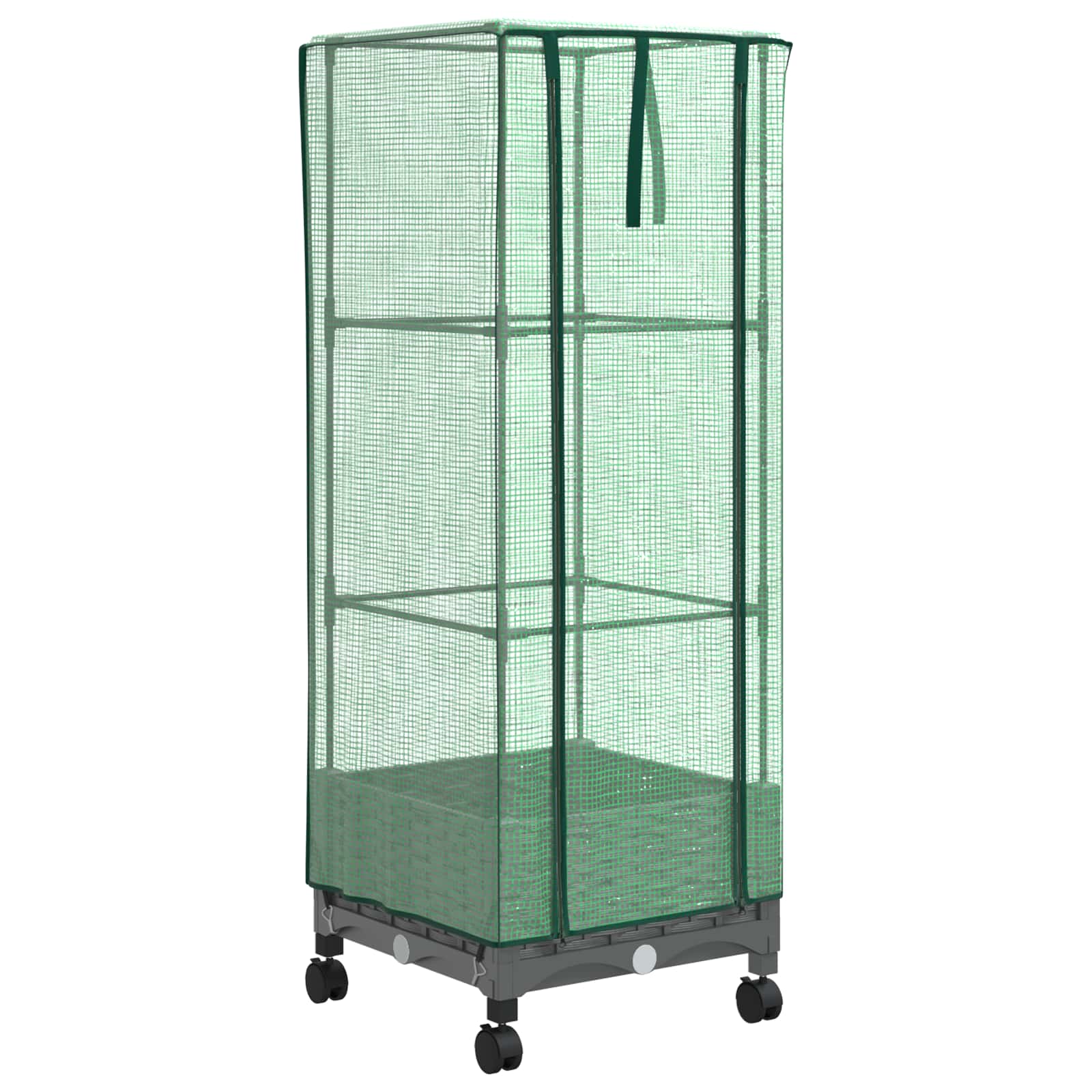 Vaso da Giardino con Copertura per Serra e Ruote Grigio Chiaro