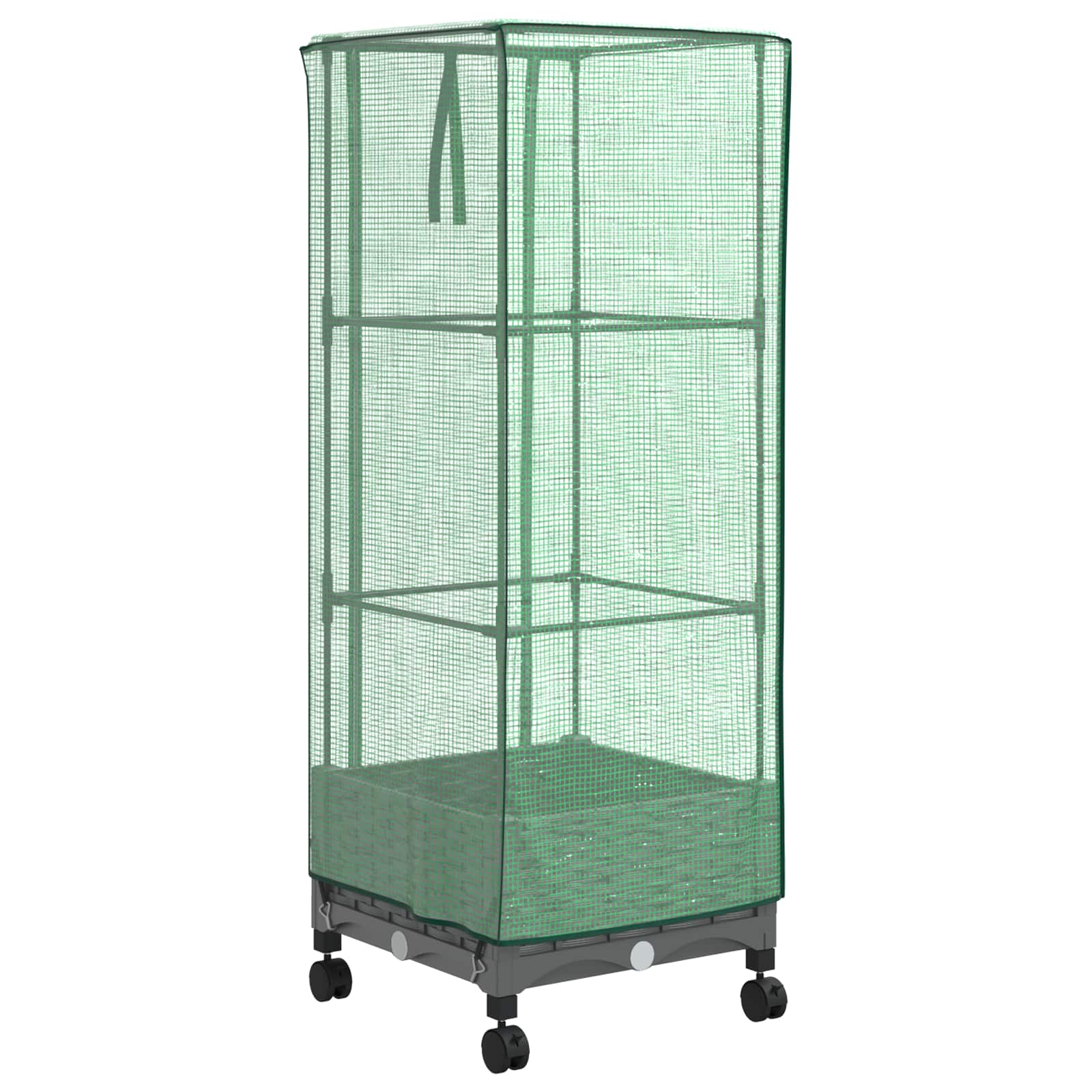 Vaso da Giardino con Copertura per Serra e Ruote Grigio Chiaro