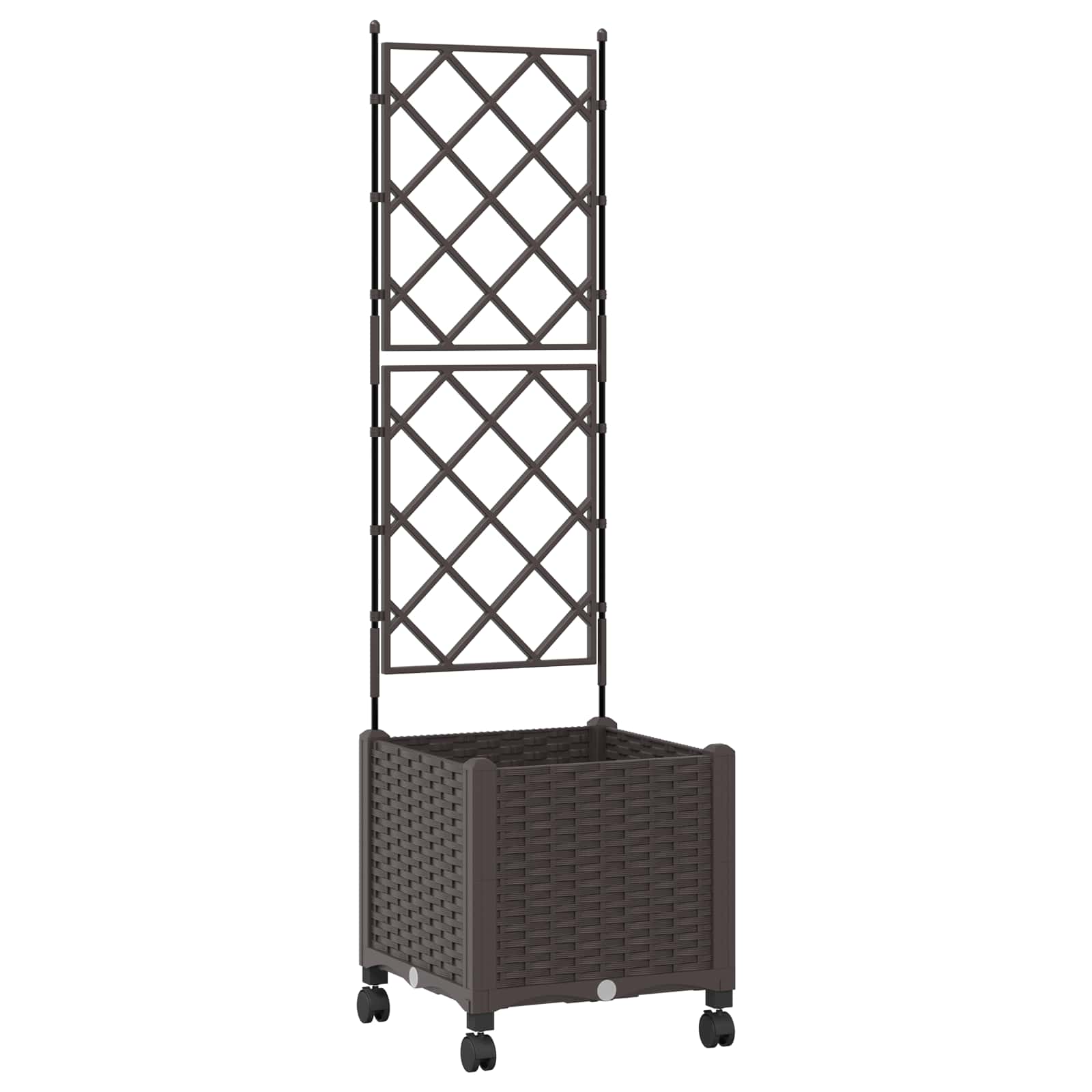 Vaso da giardino con grigliato e ruote Marrone 40 x 40 x 149 cm