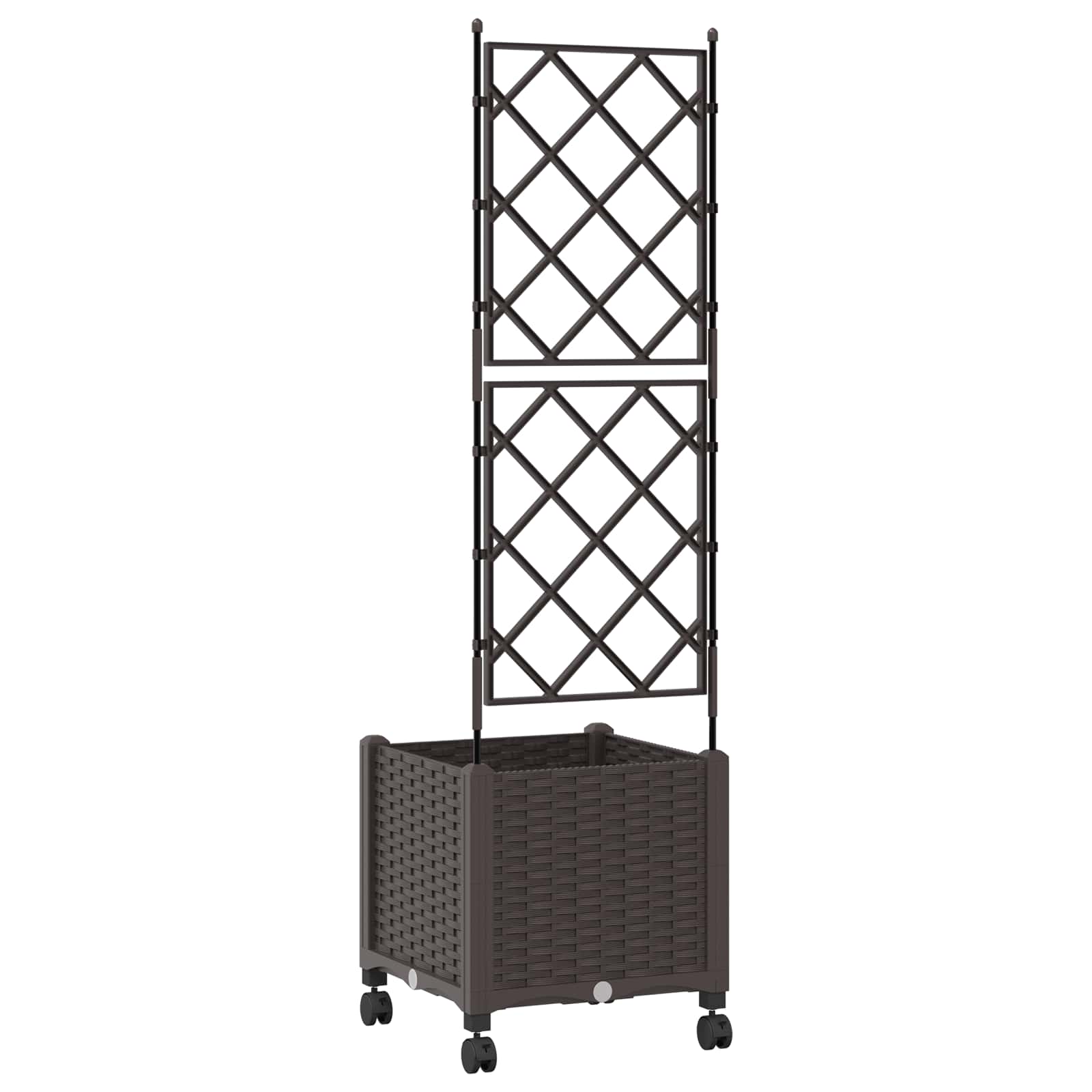 Vaso da giardino con grigliato e ruote Marrone 40 x 40 x 149 cm