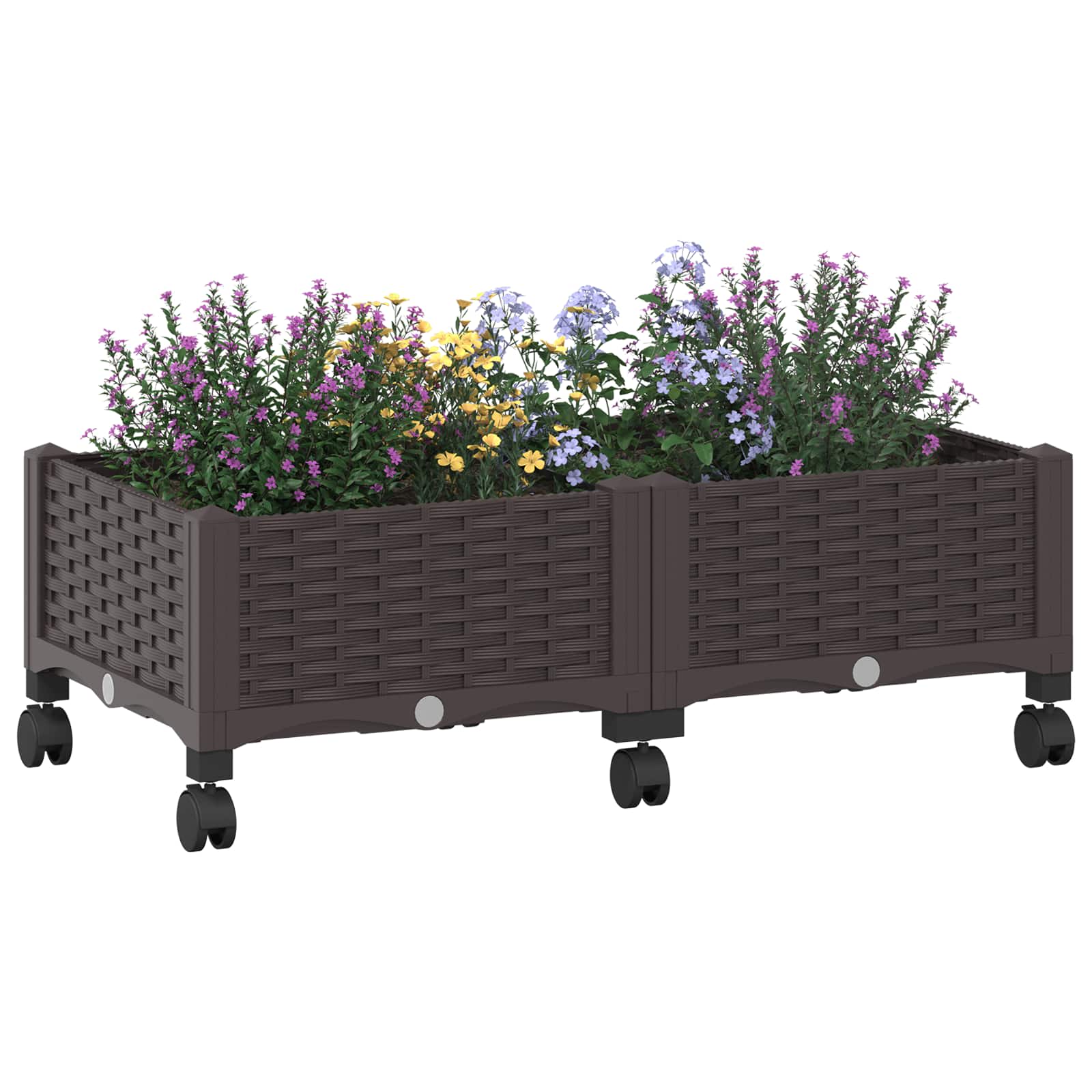 Vaso da Giardino con Ruote Marrone 80 x 40 x 29 cm PP