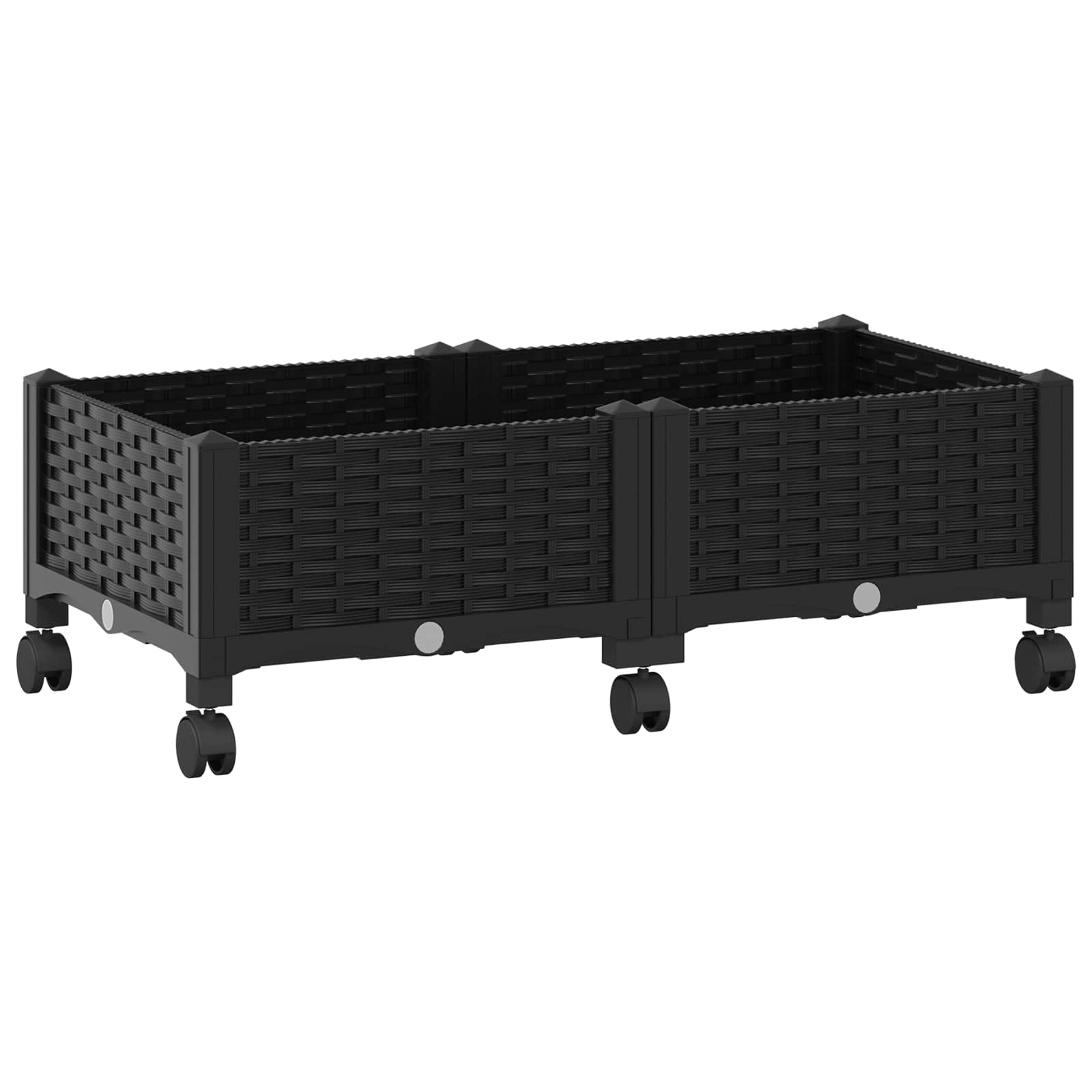 Vaso da Giardino con Ruote Nero 80 x 40 x 29 cm PP