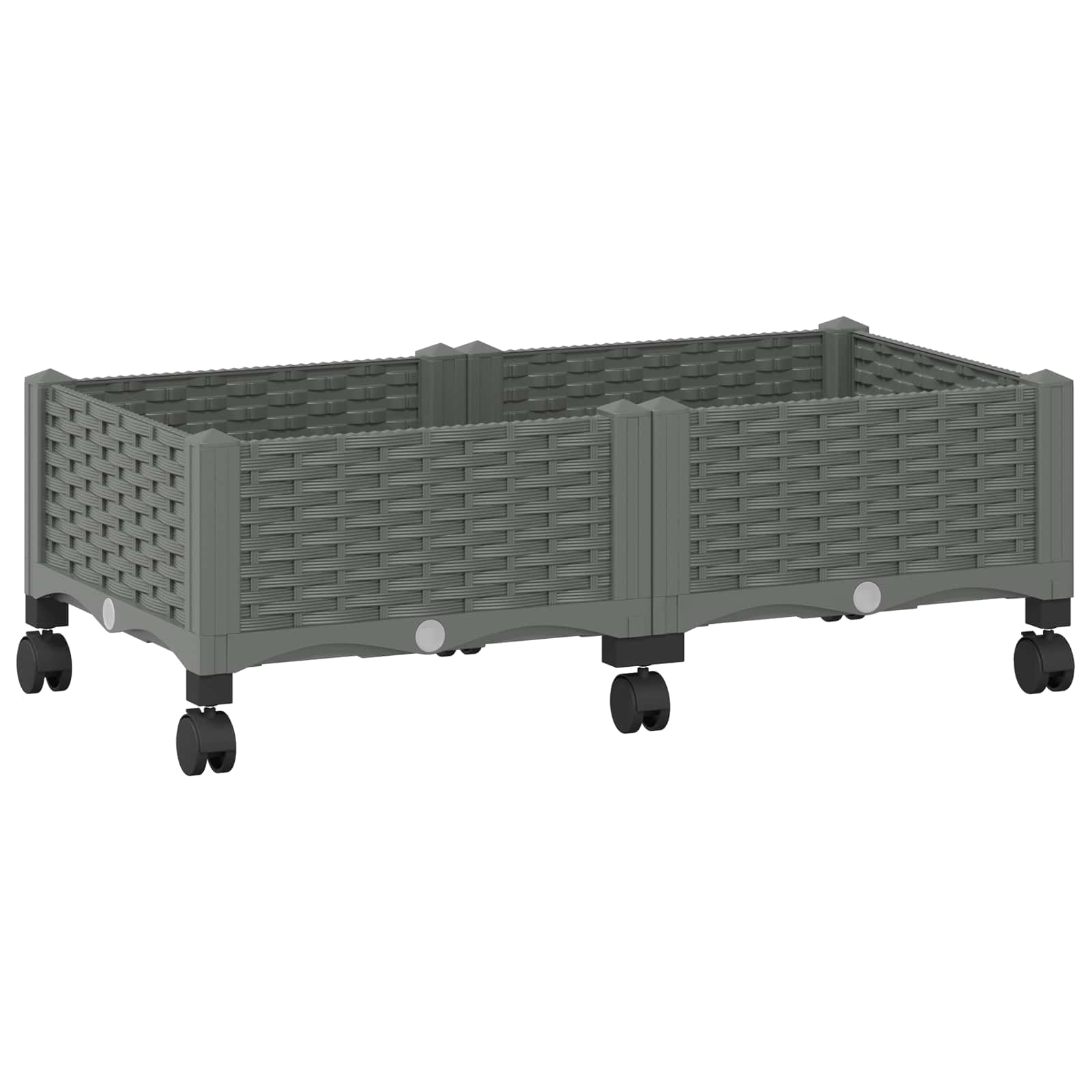 Vaso da Giardino con Ruote Grigio Chiaro 80 x 40 x 33 cm PP