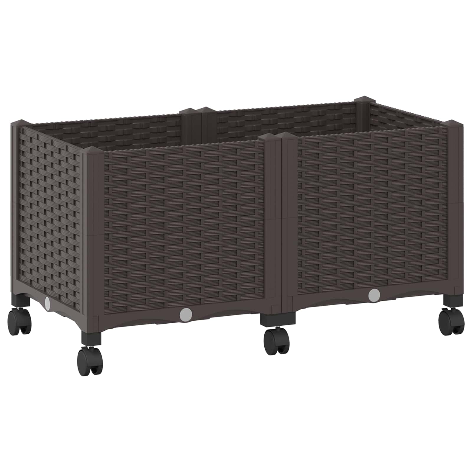 Vaso da Giardino con Ruote Marrone 80 x 40 x 44 cm PP