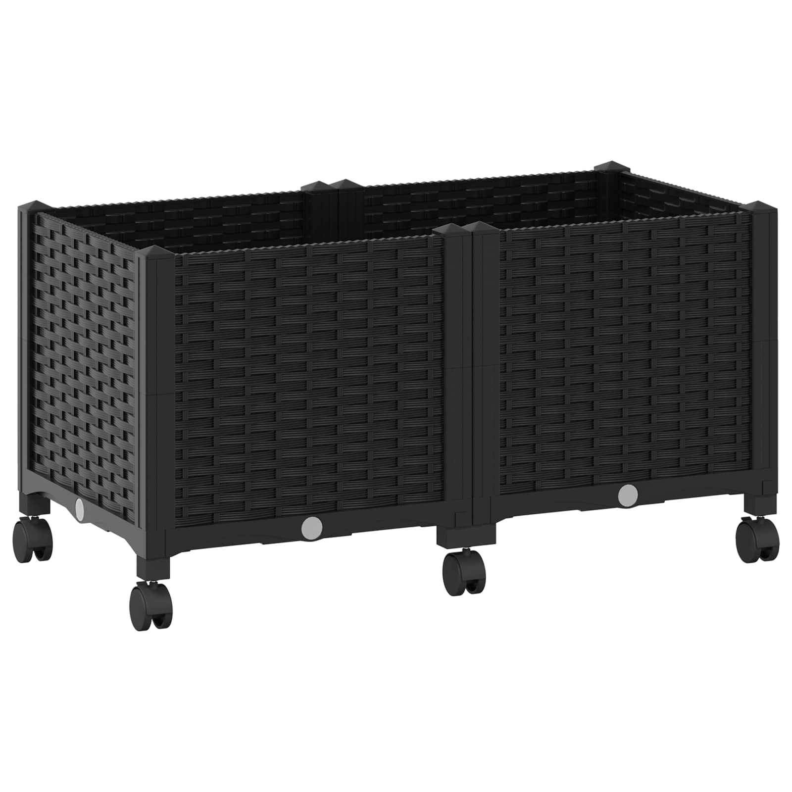 Vaso da Giardino con Ruote Nero 80 x 40 x 44 cm PP