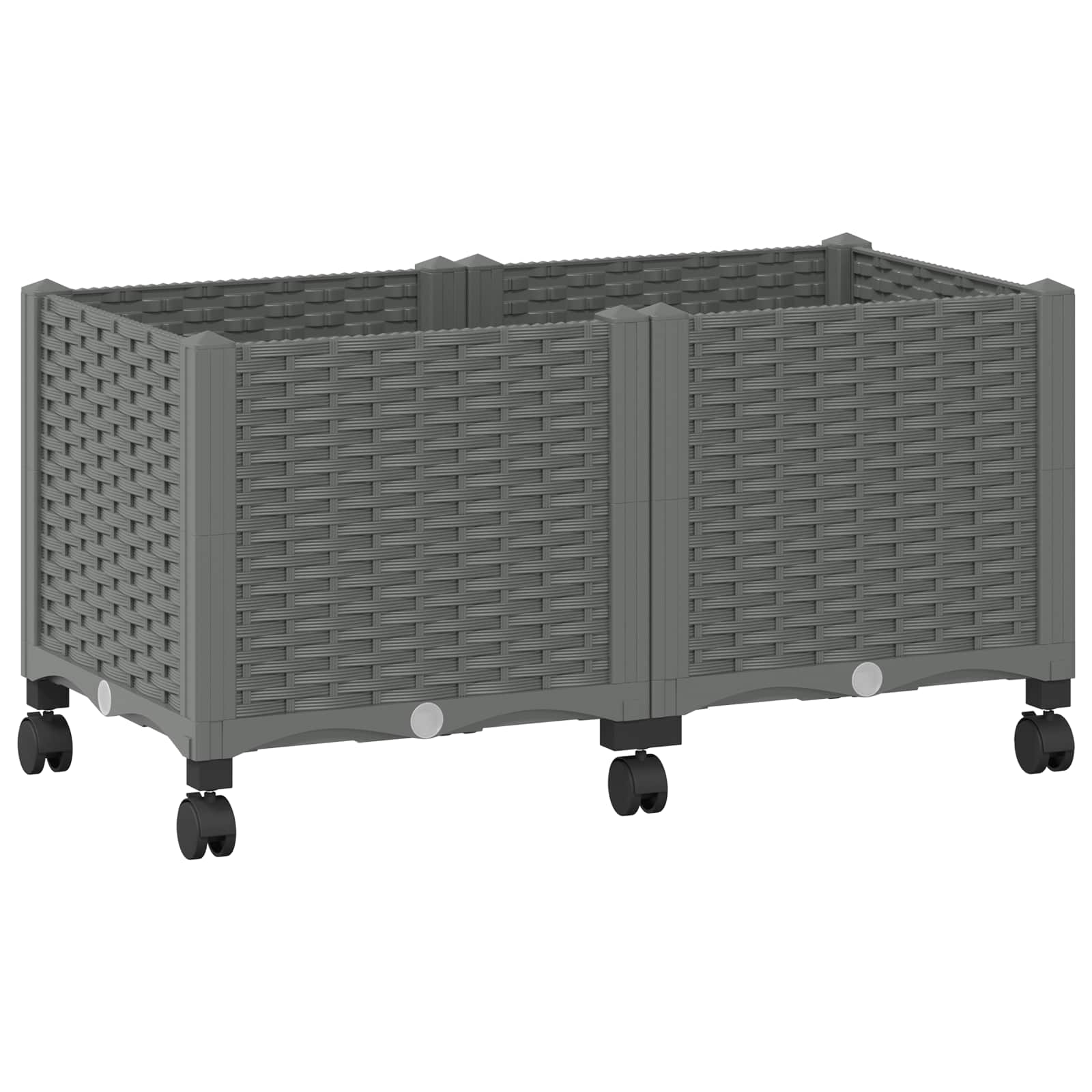 Vaso da Giardino con Ruote Grigio Chiaro 80 x 40 x 48 cm PP