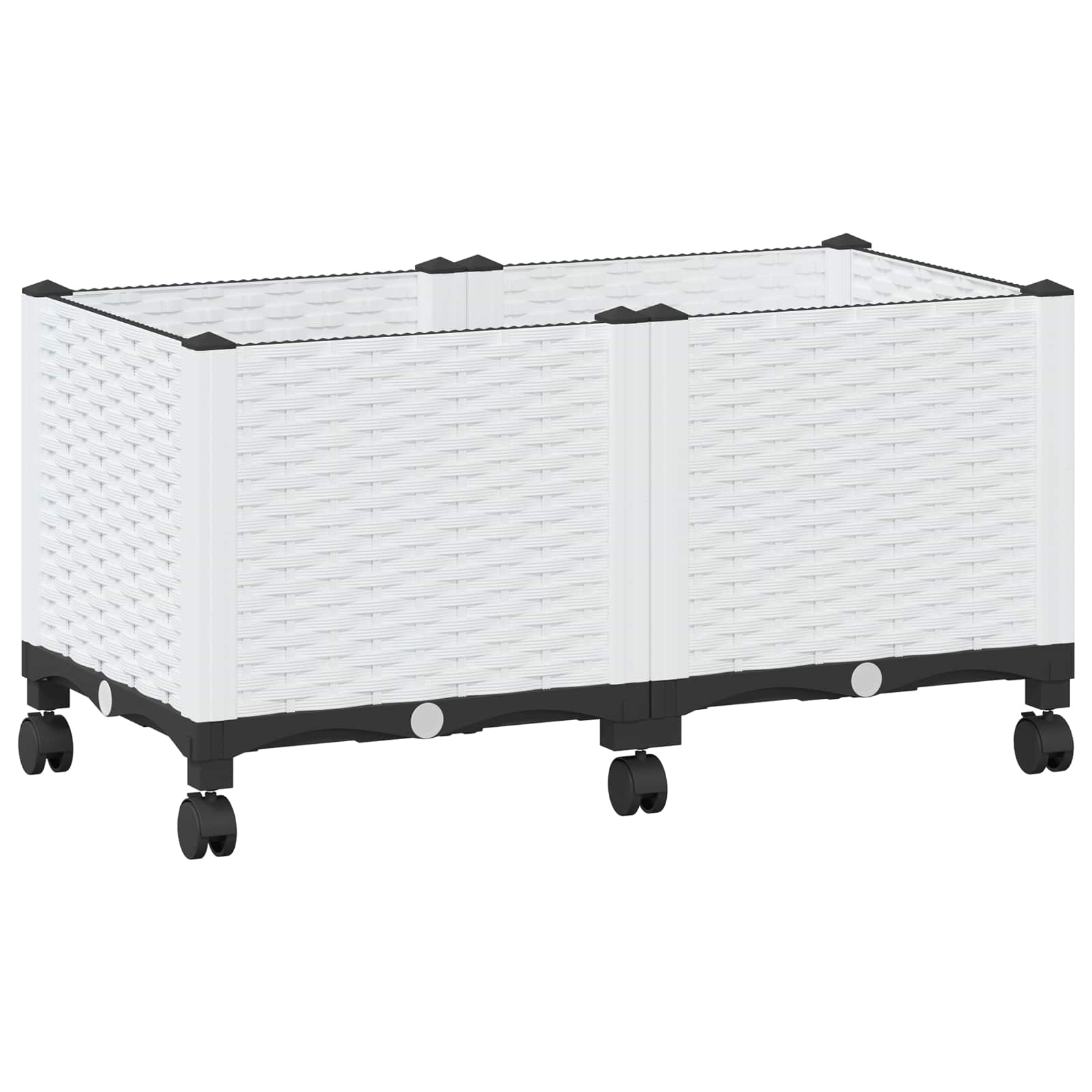 Vaso da Giardino con Ruote Bianco 80 x 40 x 48 cm PP