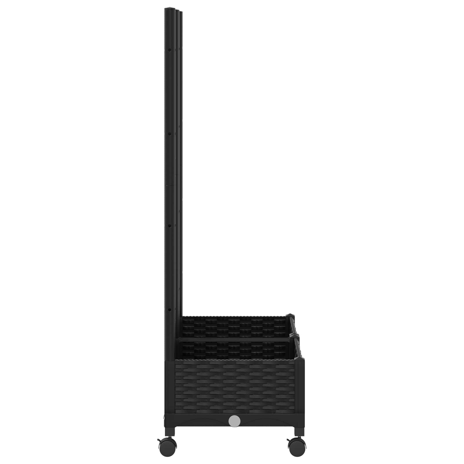 Vaso da giardino con grigliato e ruote Nero 80 x 40 x 131,5 cm