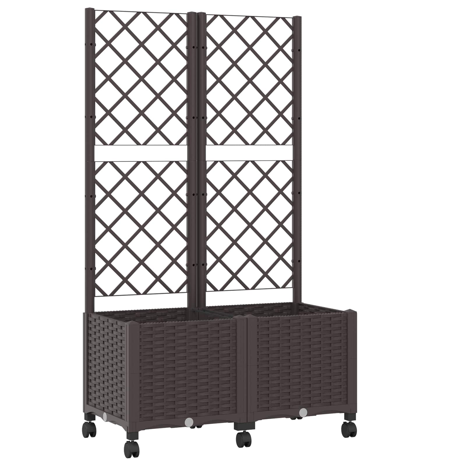 Vaso da giardino con grigliato e ruote Marrone 80 x 40 x 146 cm