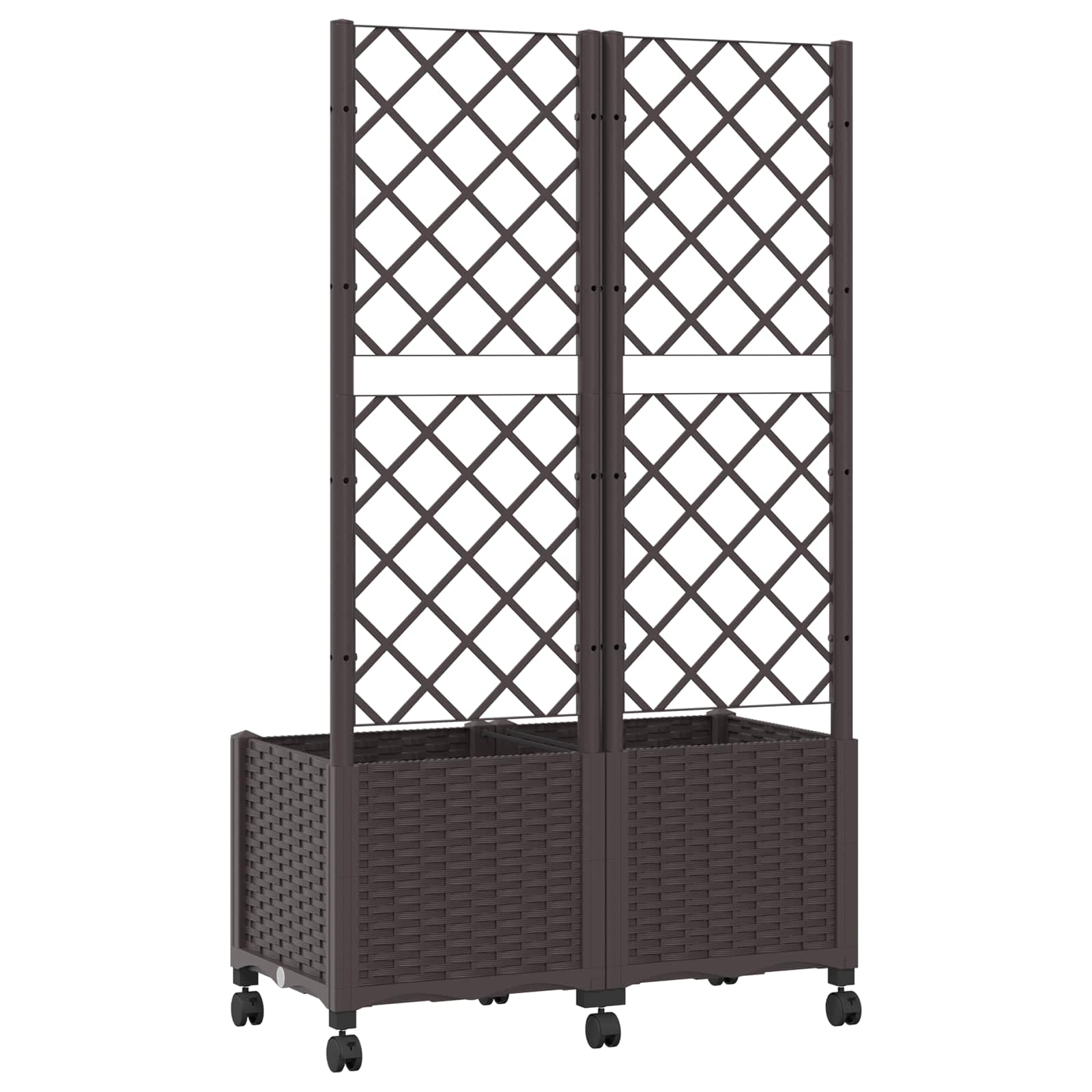 Vaso da giardino con grigliato e ruote Marrone 80 x 40 x 146 cm