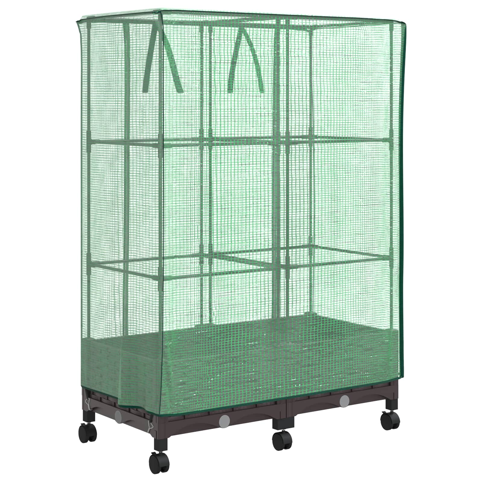 Vaso da Giardino con Copertura per Serra e Ruote 2 pz Marrone