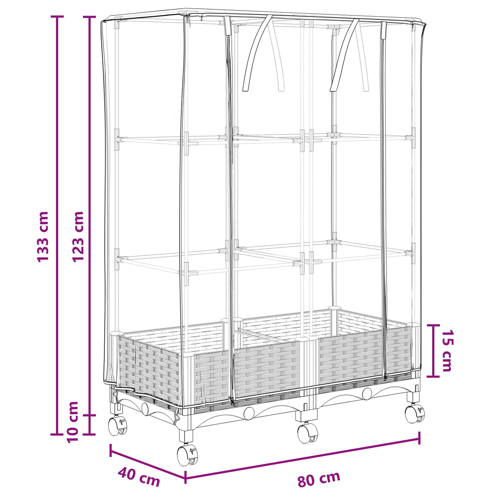 Vaso da Giardino con Copertura per Serra e Ruote 2 pz Marrone