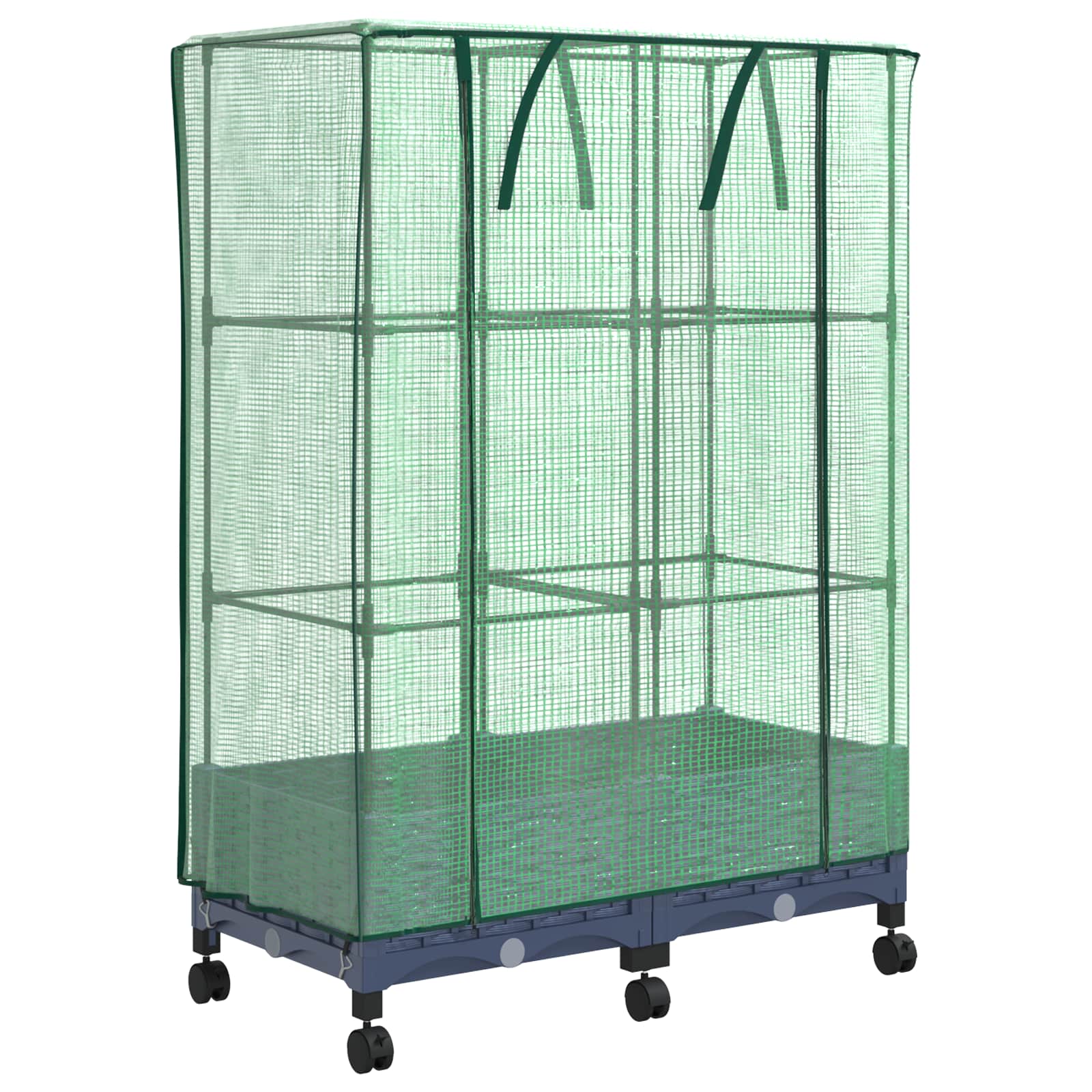 Vaso da Giardino con Copertura per Serra e Ruote 2 pz PP
