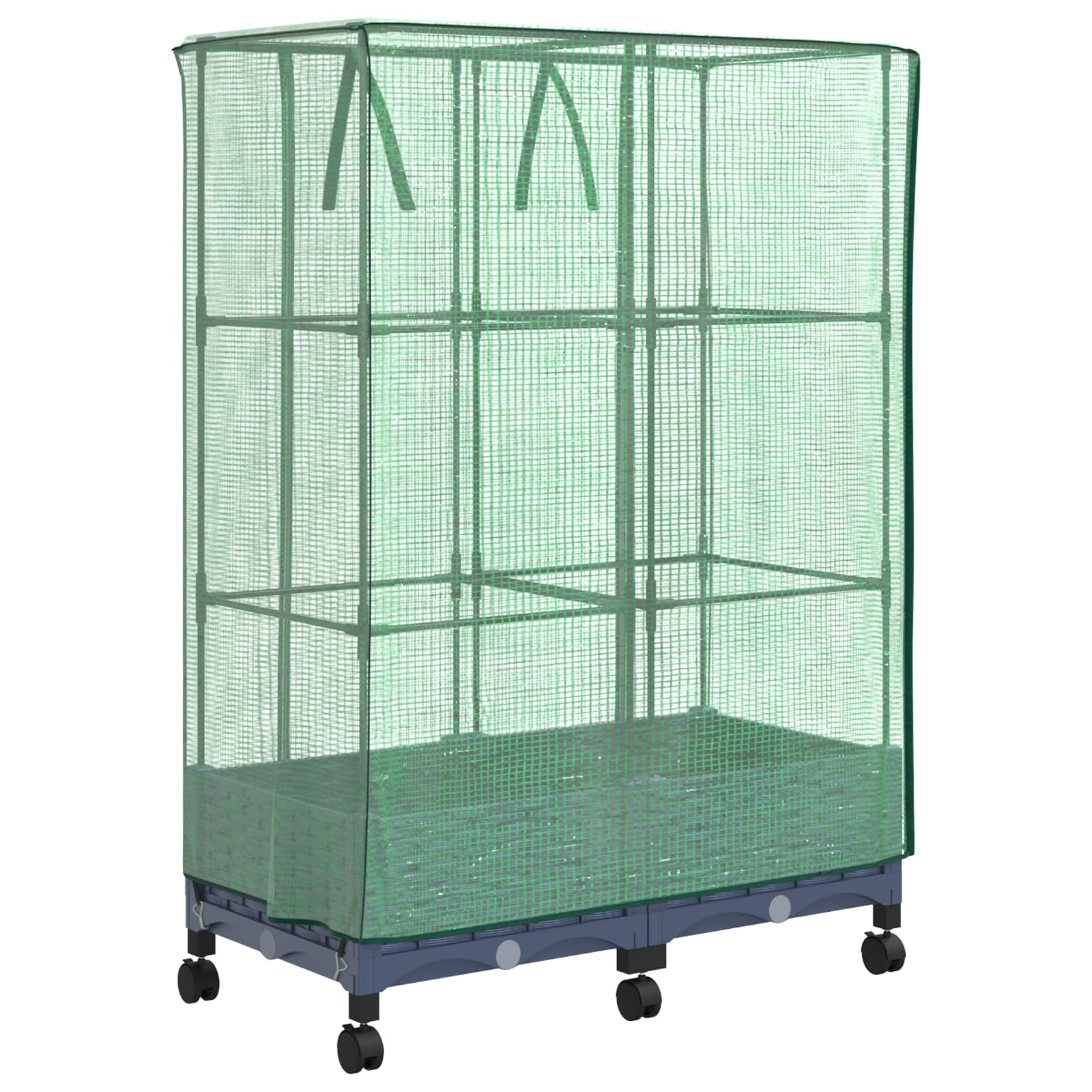 Vaso da Giardino con Copertura per Serra e Ruote 2 pz PP