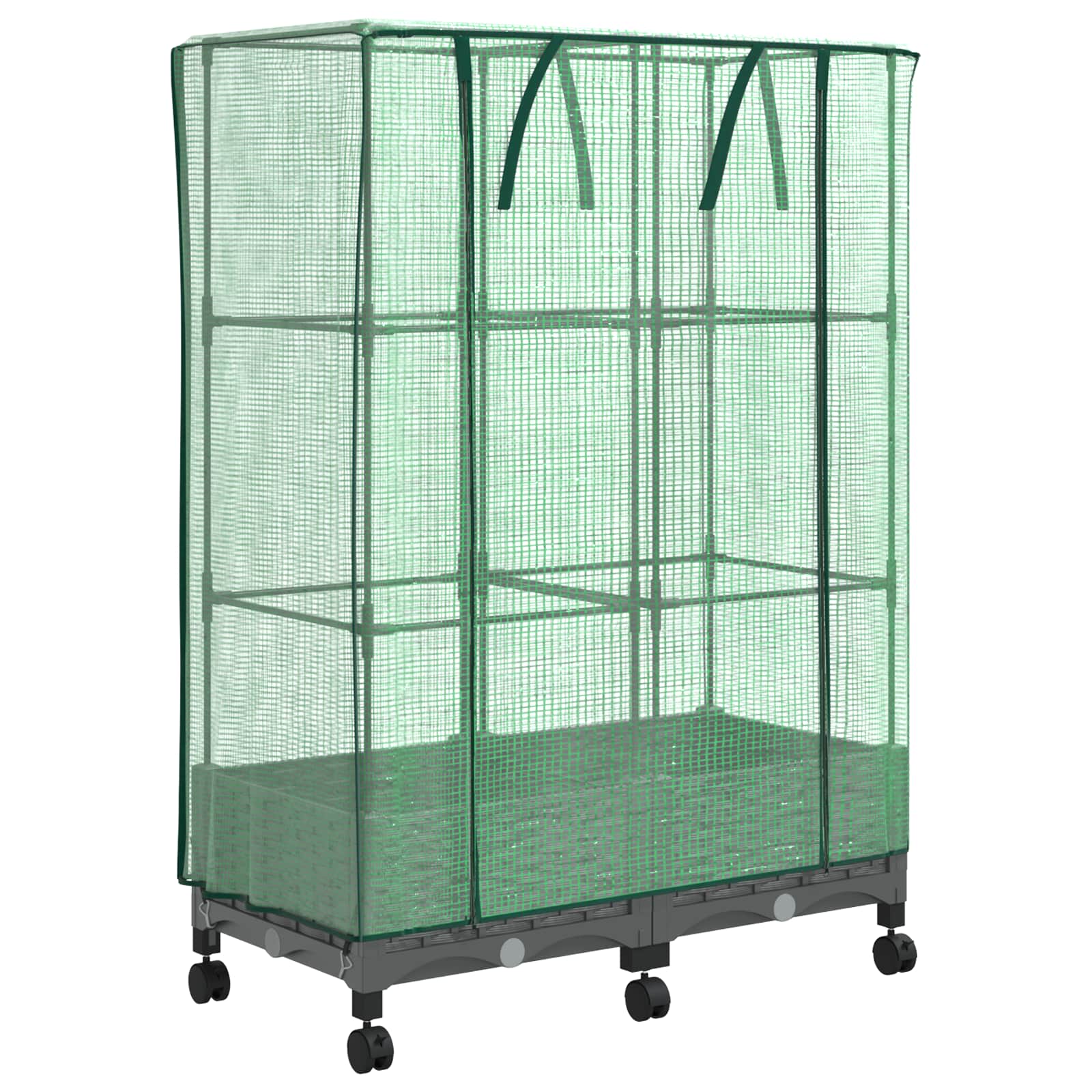 Vaso da Giardino con Copertura per Serra e Ruote 2 pz PP
