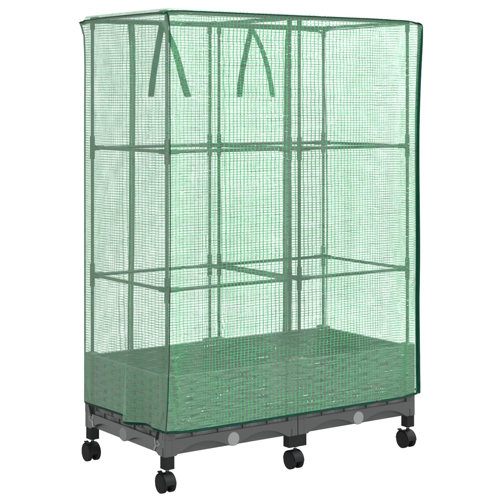 Vaso da Giardino con Copertura per Serra e Ruote 2 pz PP