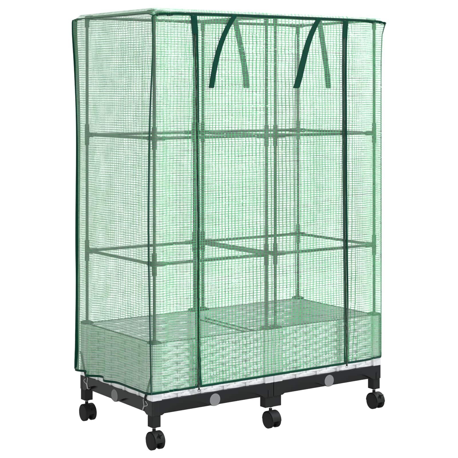 Vaso da Giardino con Copertura per Serra e Ruote 2 pz Bianco PP