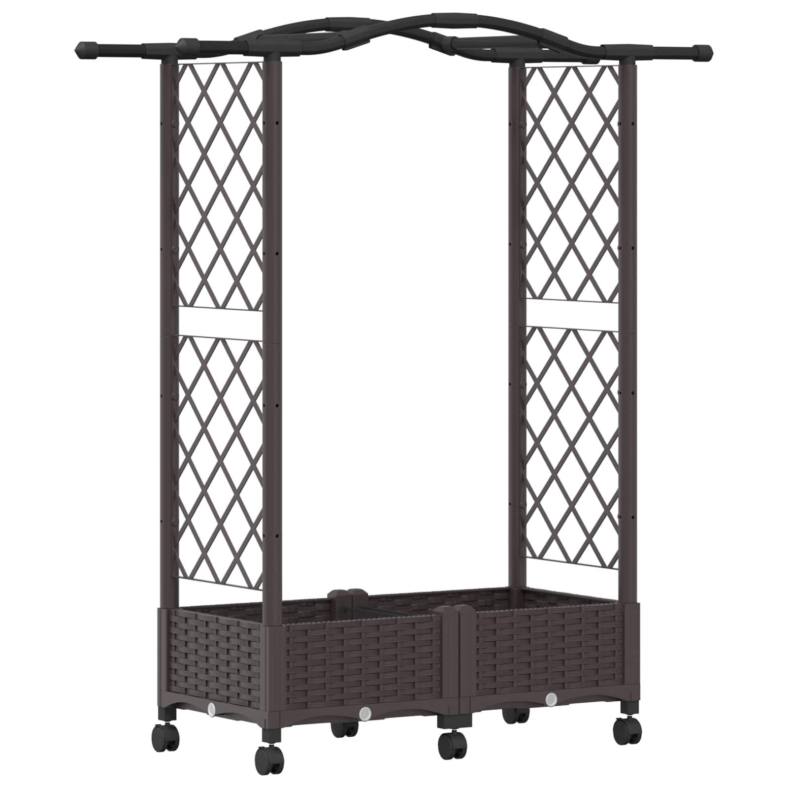 Letto Rialzato con Griglia e Tetto Marrone 124 x 40 x 129 cm PP