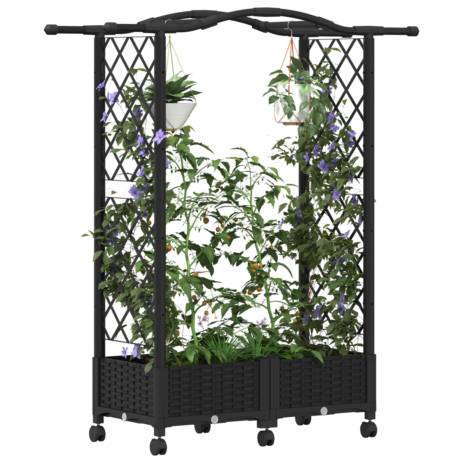Letto Rialzato con Griglia e Tetto Nero 124 x 40 x 129 cm PP