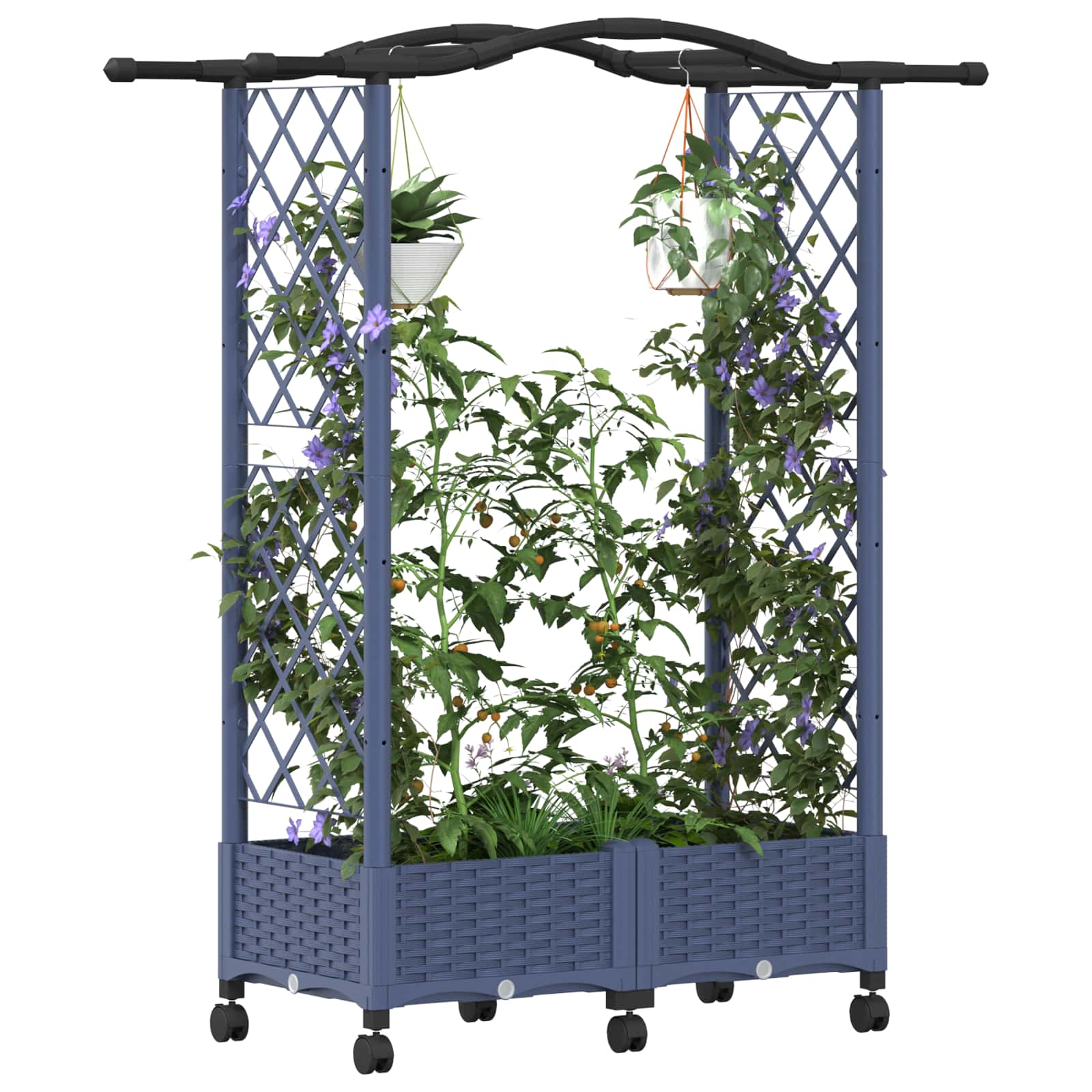 Letto Rialzato con Griglia e Tetto Grigio 124 x 40 x 129 cm PP