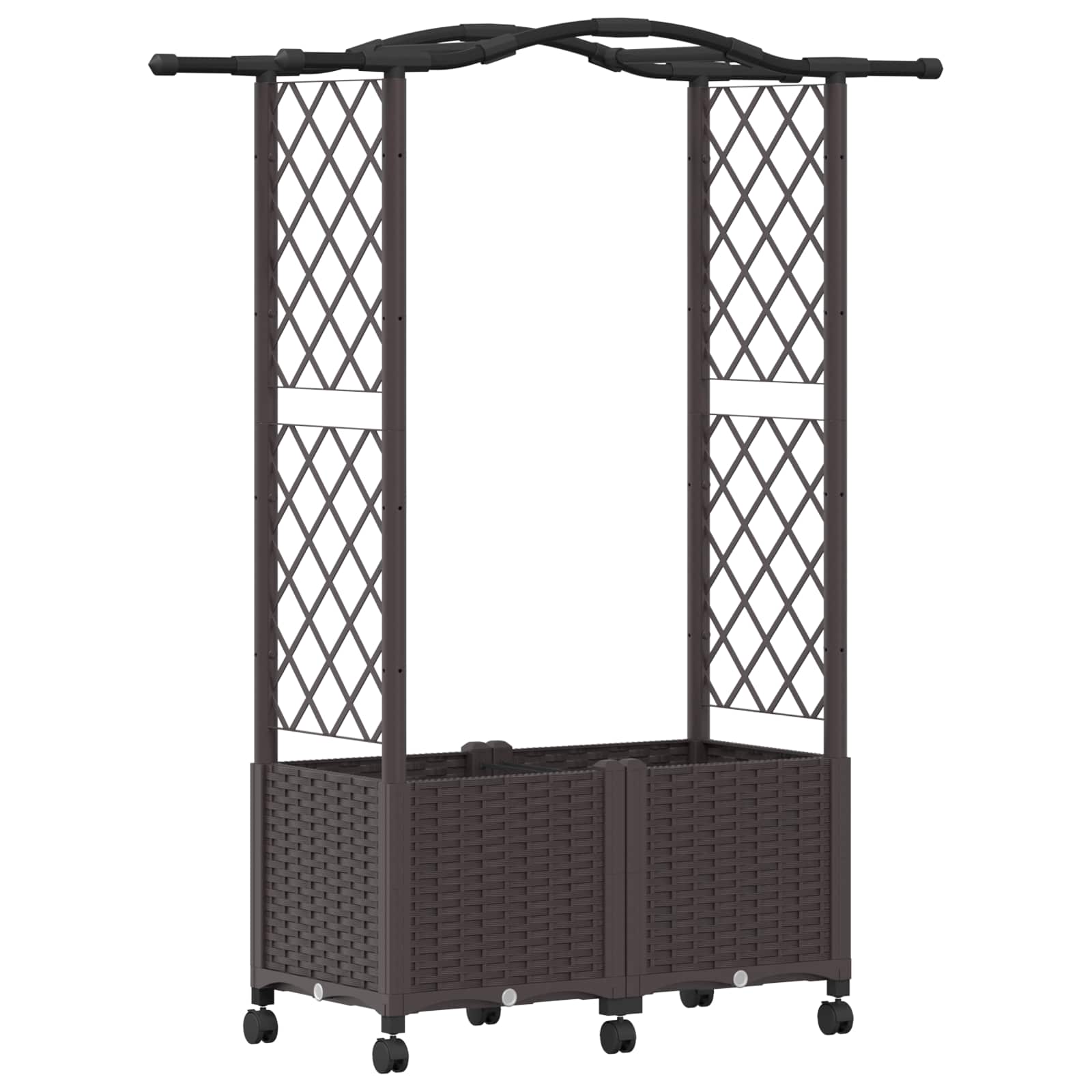 Letto Rialzato con Griglia e Tetto Marrone 125 x 40 x 144 cm PP