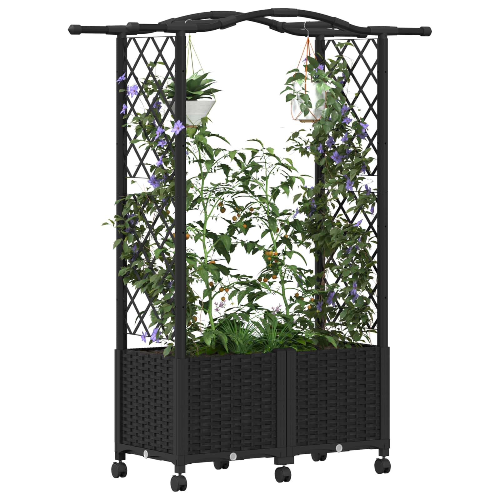 Letto Rialzato con Griglia e Tetto Nero 125 x 40 x 144 cm PP