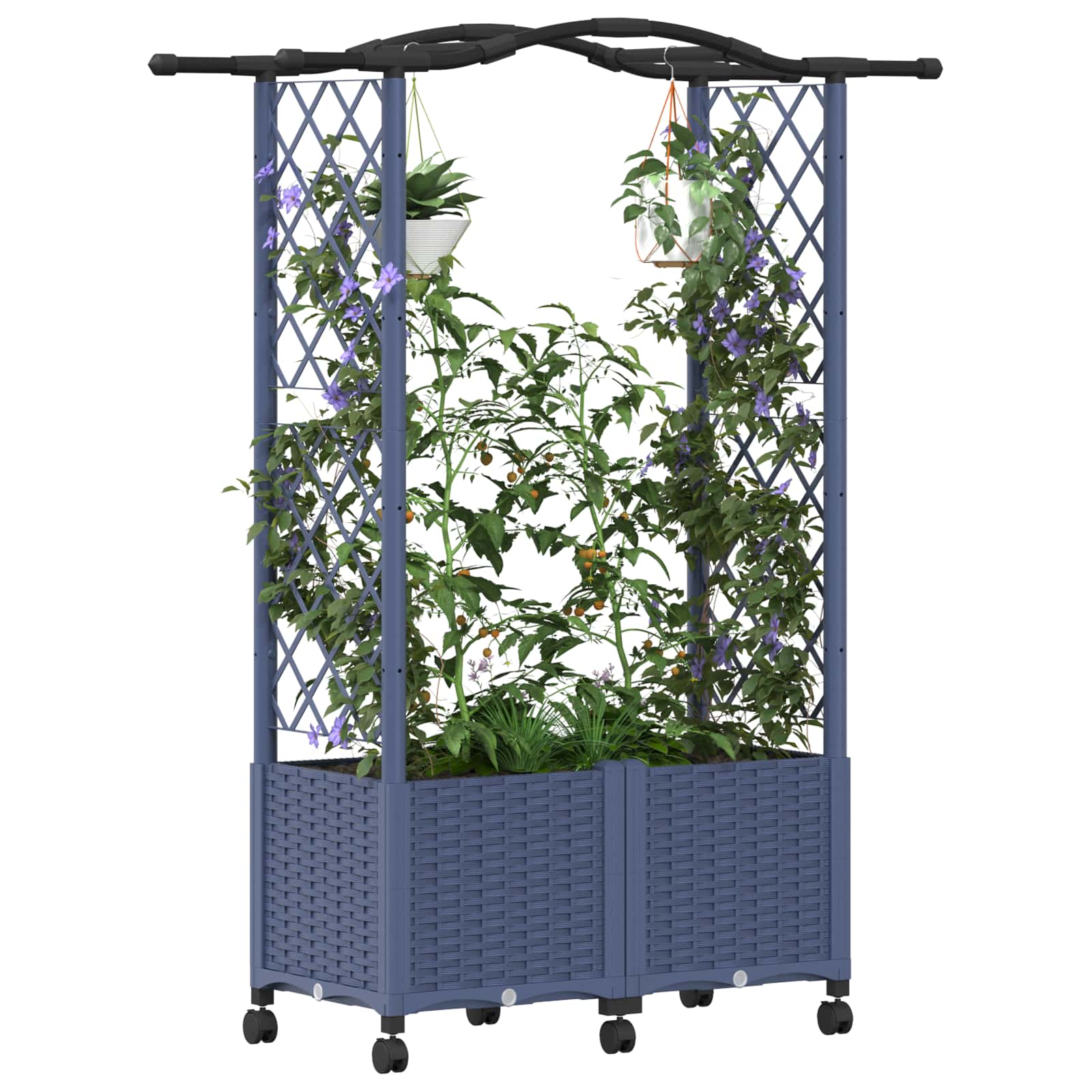 Letto Rialzato con Griglia e Tetto Grigio 125 x 40 x 144 cm PP
