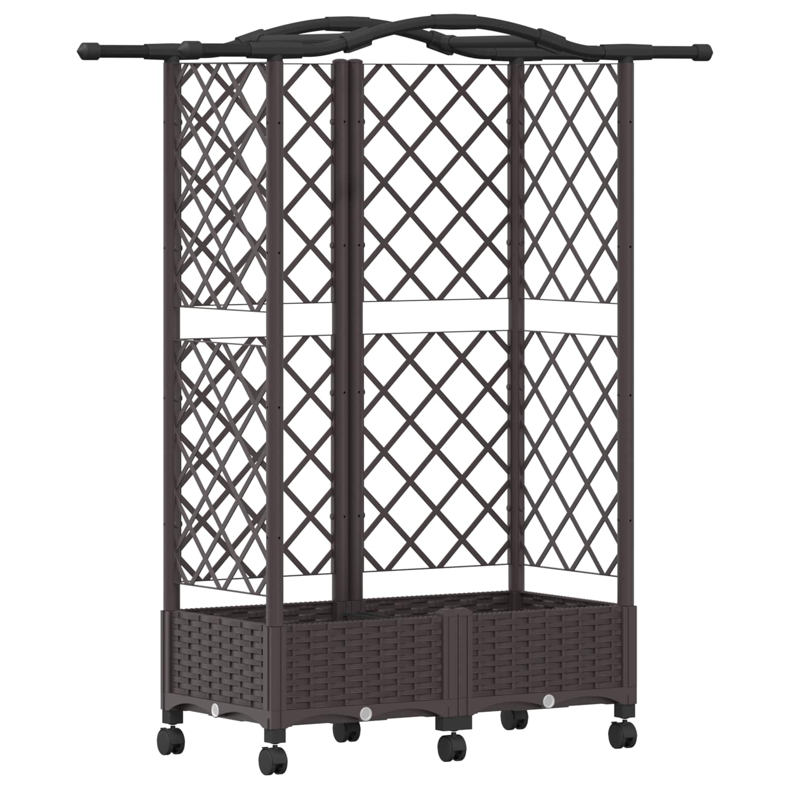 Letto Rialzato con Griglia e Tetto Marrone 124 x 40 x 129 cm PP
